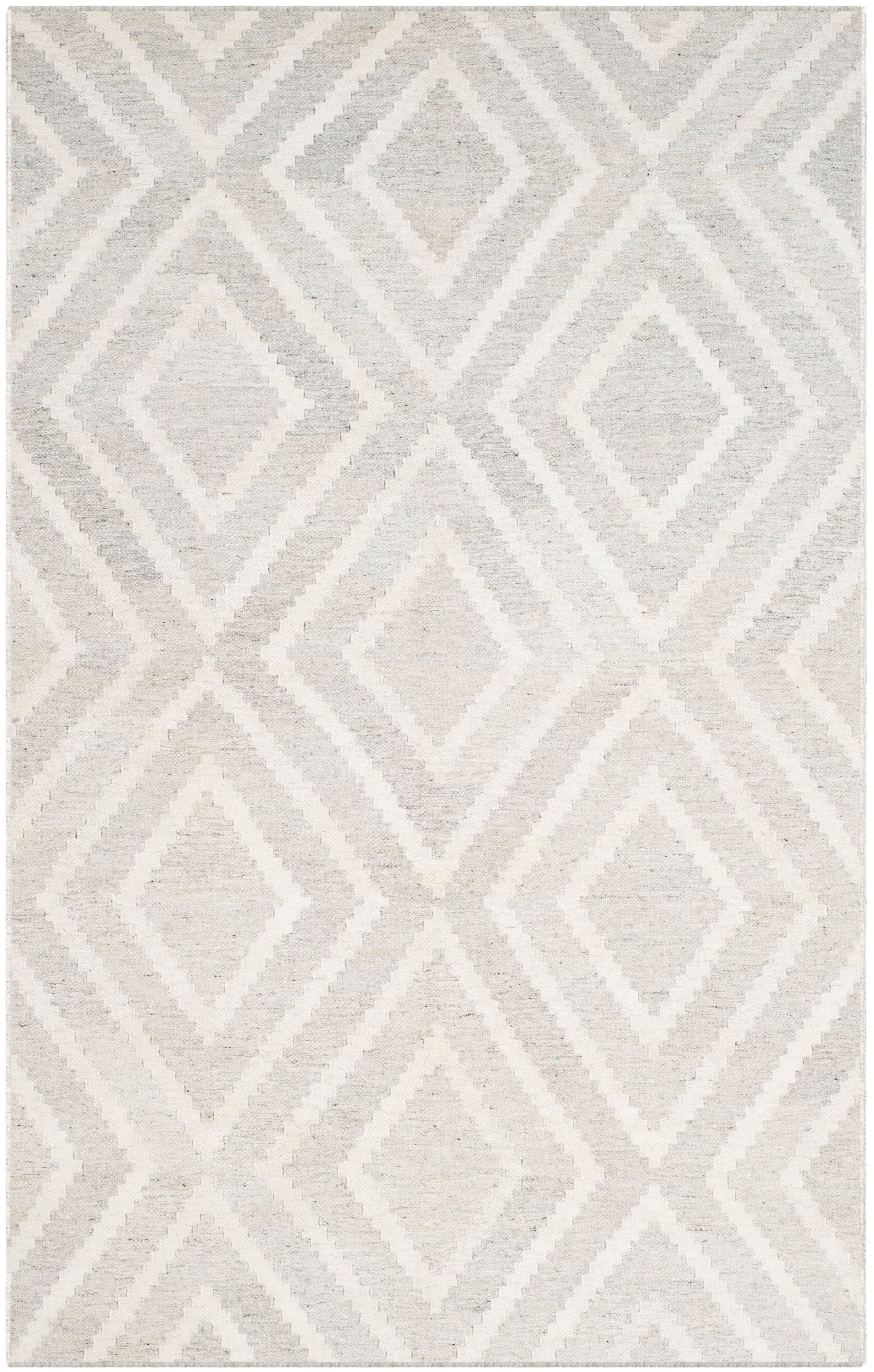 Safavieh KLM516D-4 Kilim Aleena 4 x 6 (ft) Synthetic Silver/Ivory Rectangular Indoor Geometric Oriental Area rug