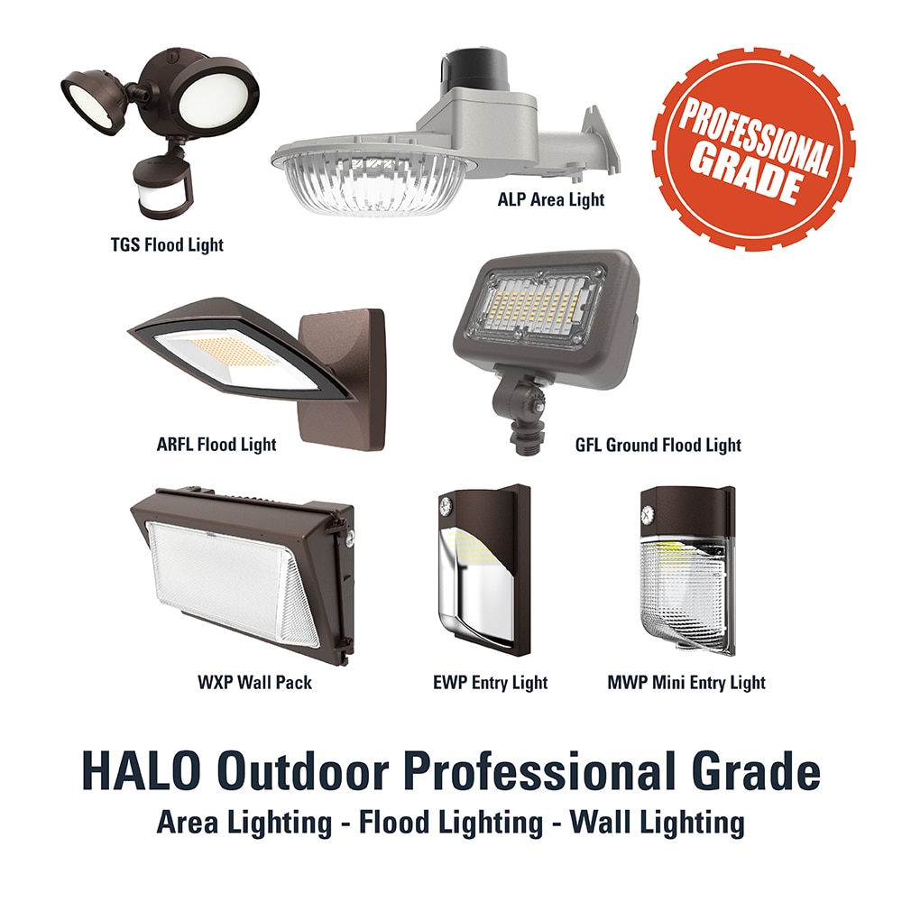 Halo 100-Watt EQ Hardwired LED Bronze 1-Head Dusk-to-Dawn Flood Light 5000- Lumen in the Dusk-to-Dawn Flood Lights department at