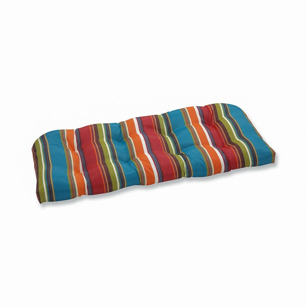 Pillow Perfect 500058 Westport Teal 19-in x 44-in Red Patio loveseat cushion