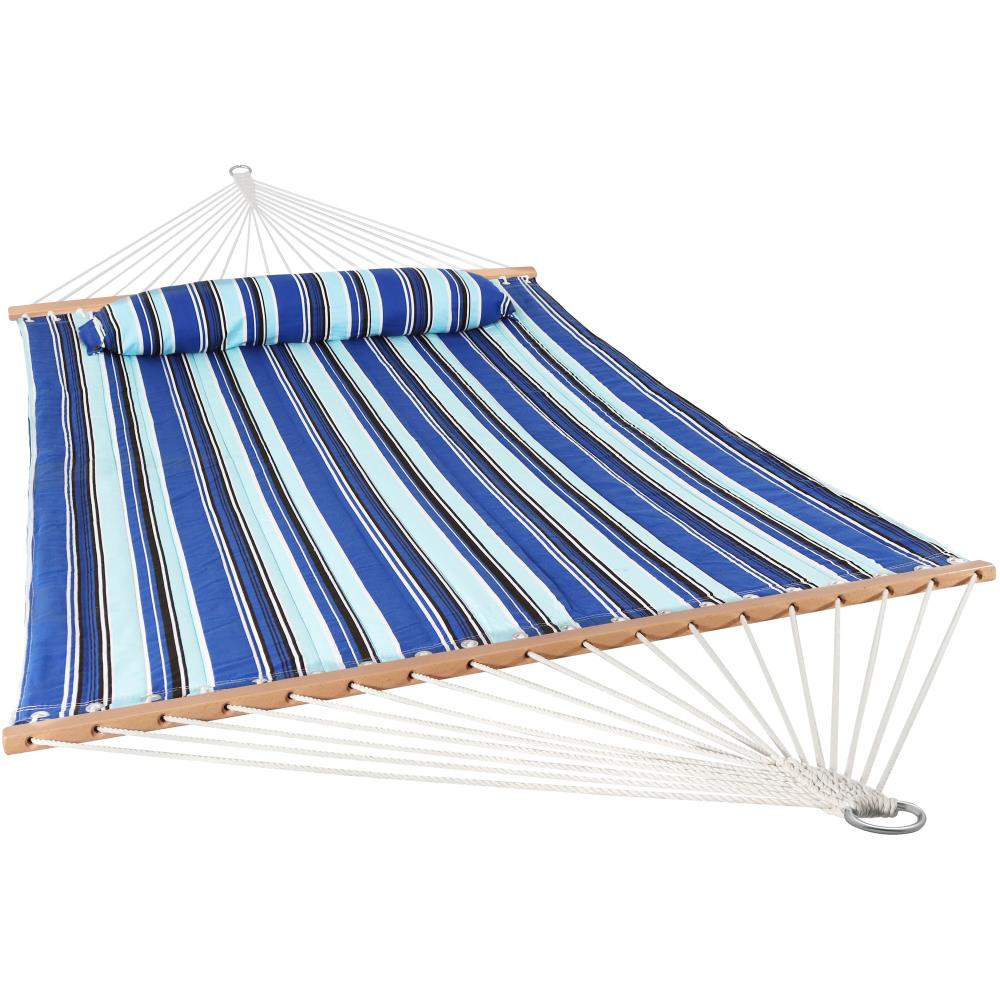 Catalina Beach Blue Quilted Hammock with Steel Stand