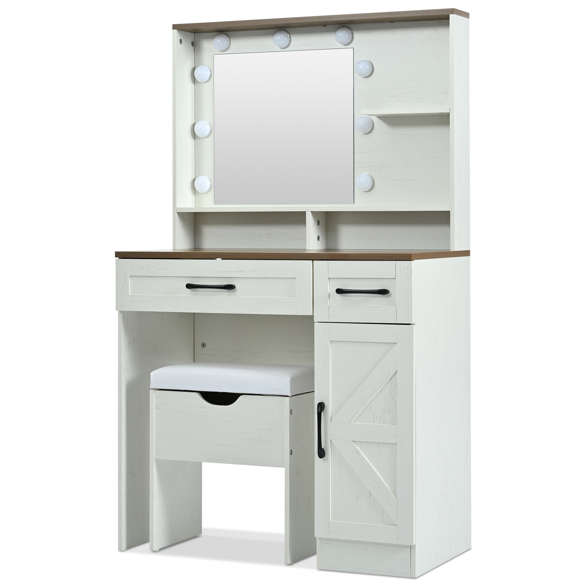 Bybafun YA3800159 31.5-in White Makeup Vanity