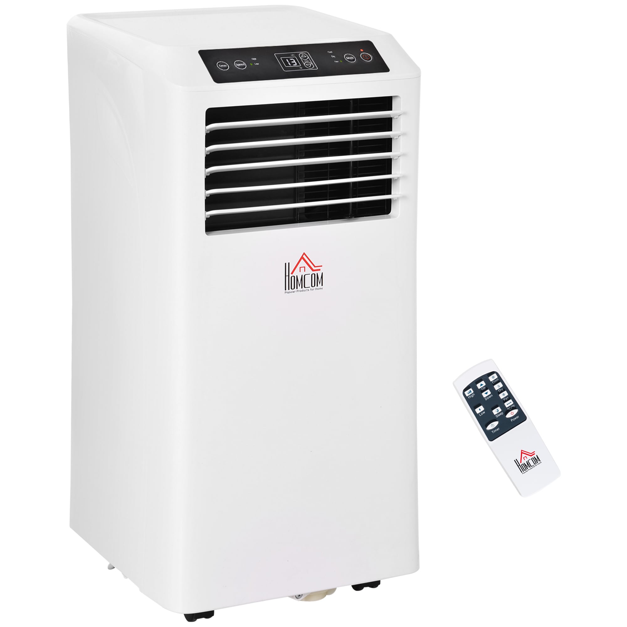 Wooakway HOMCOM 8000 BTU Mobile Portable Air Conditioner with Cooling Dehumidifier Ventilating Remote Control 24-Hour Timer Portable AC Unit for Bedroom Living Room Home Office White