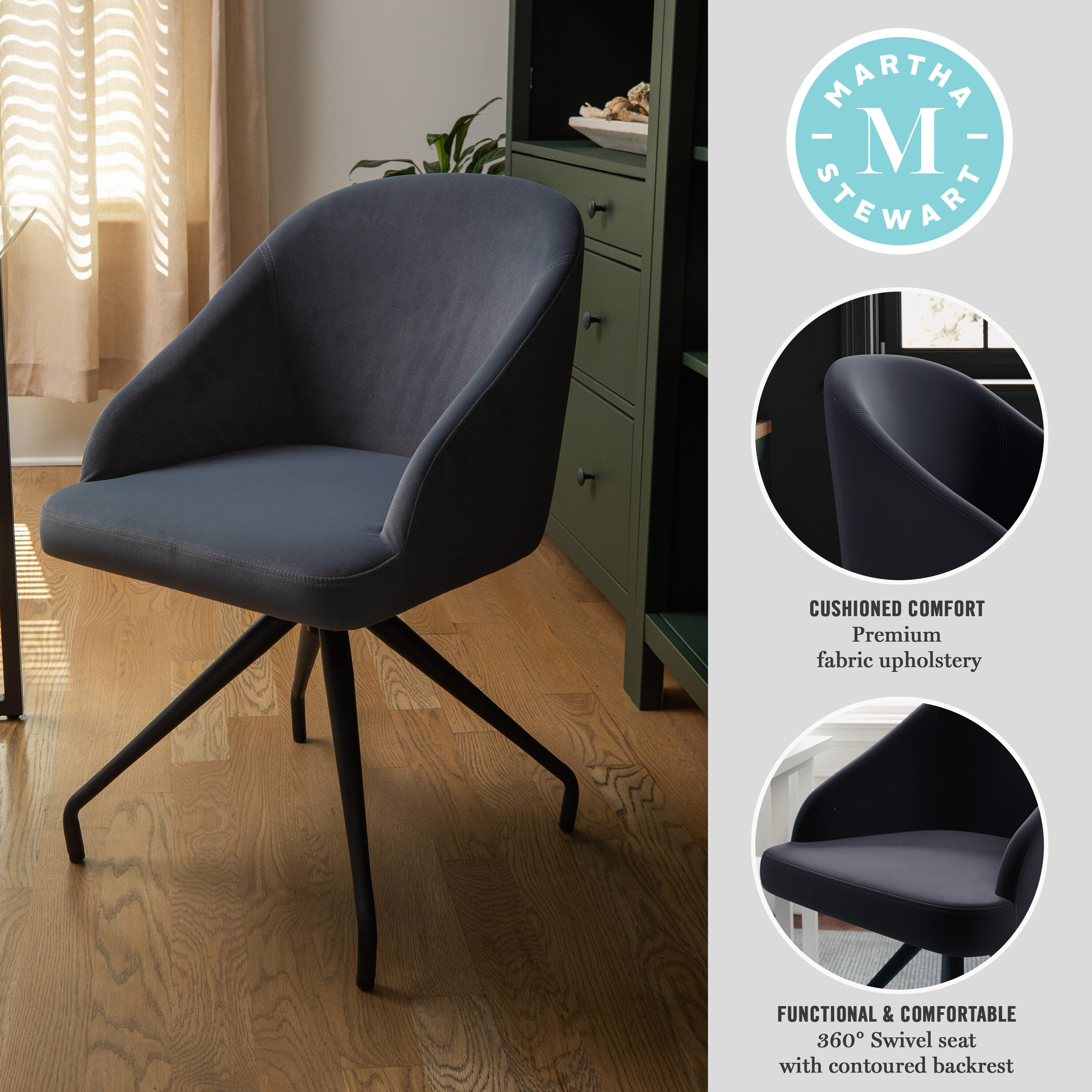 Gray Velvet and Oil Rubbed Bronze Swivel Office Chair
