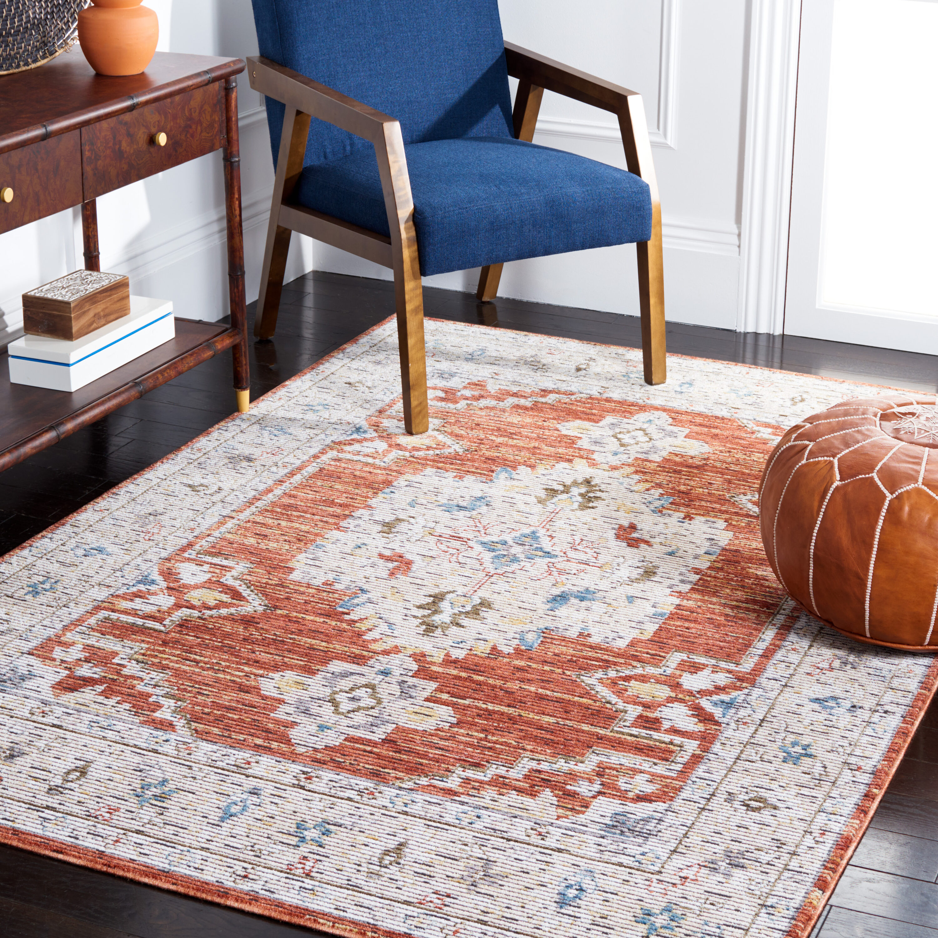 Sierra 412A Ivory / Rust 4 x 6 Rectangular Area rug