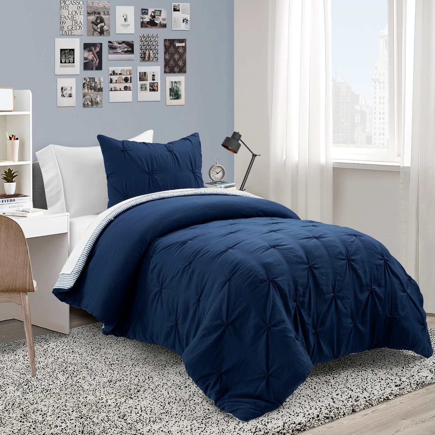 Lush Decor 21T012016 Navy Solid Twin extra long Comforter