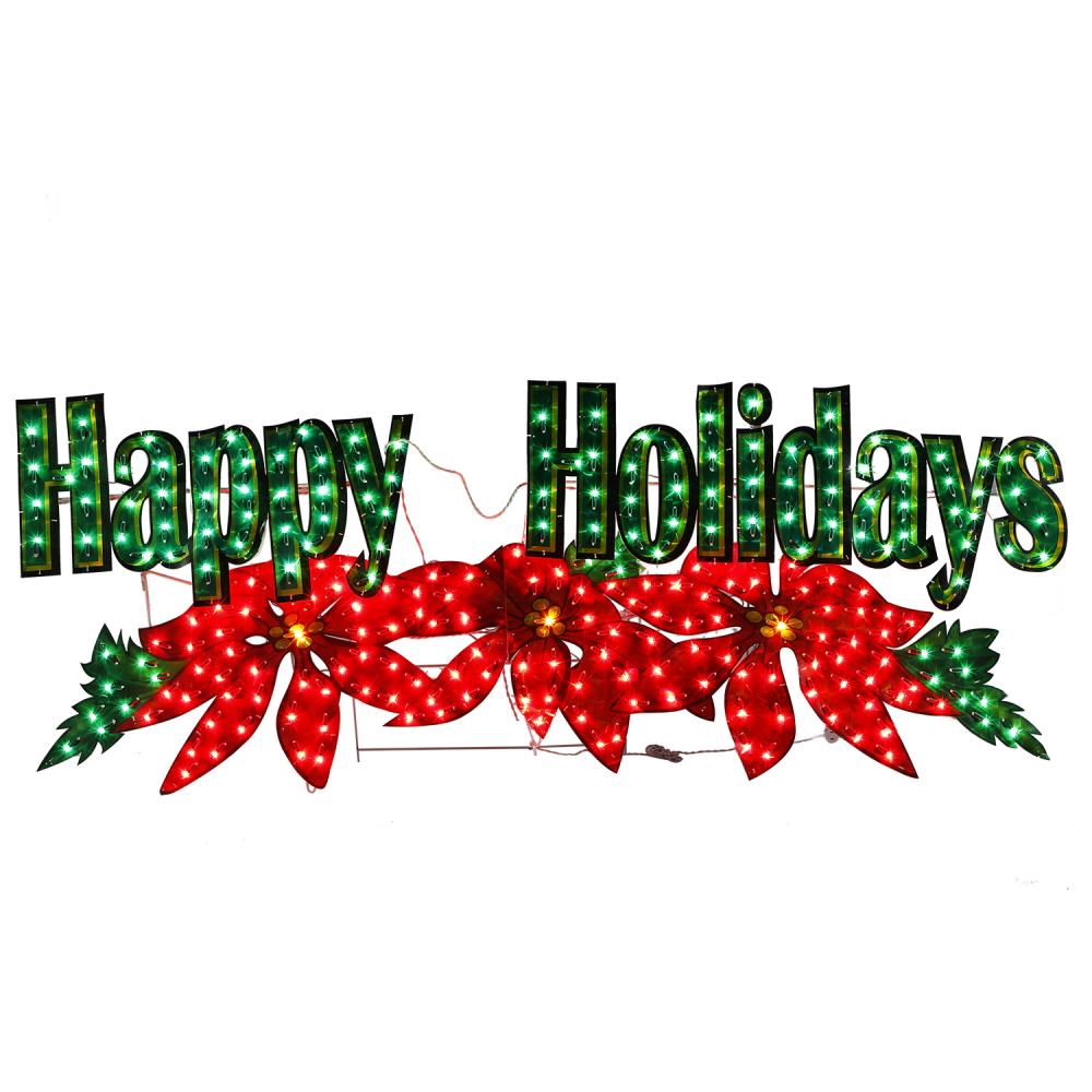 Holiday Living 14-in Happy Holidays Sign with Multicolor Incandescent ...