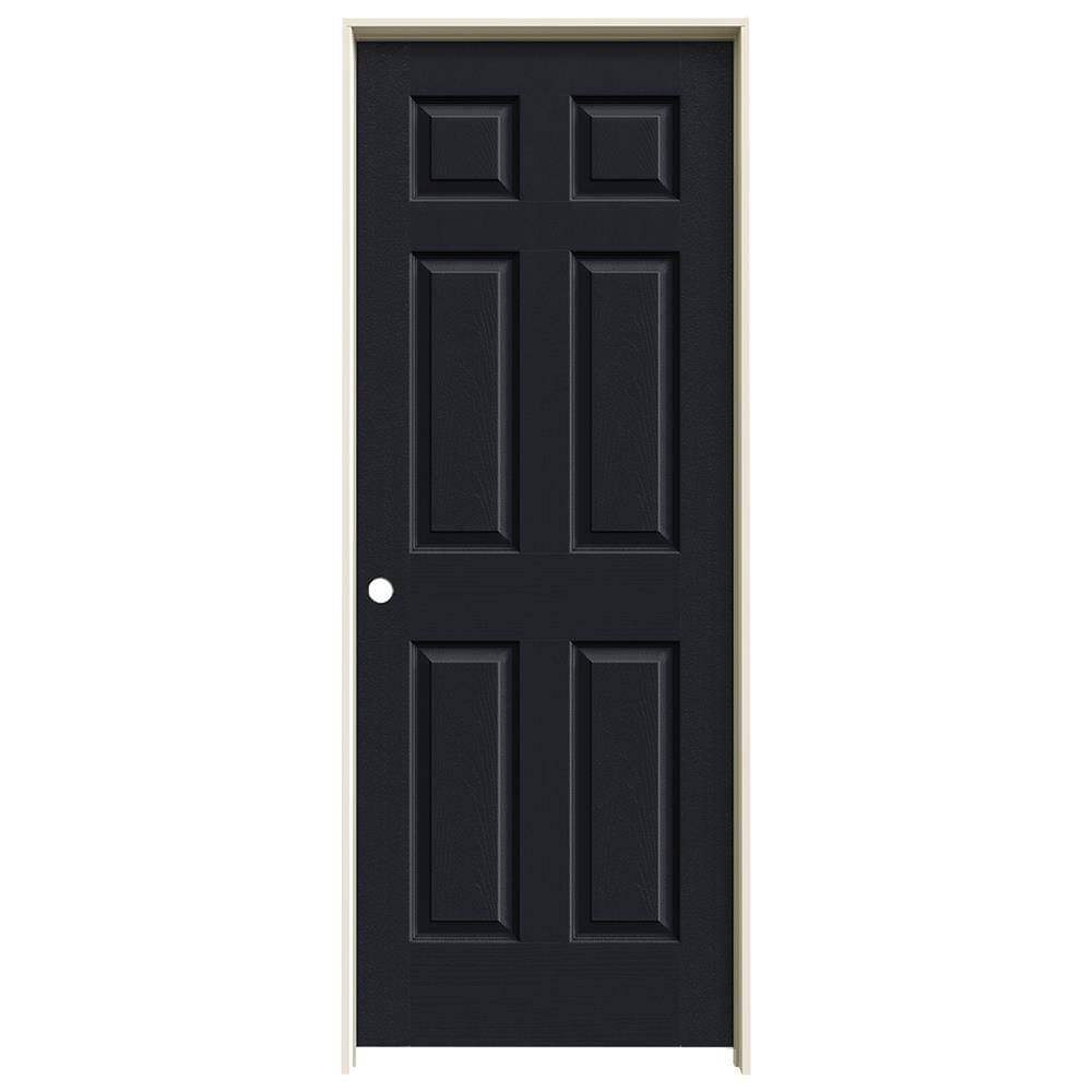 JELD-WEN LOWOLJW136500294 24-in x 80-in Eclipse Solid Core 6-panel Right Hand Textured Prefinished Molded Composite Flat Jamb Single Prehung Interior Door
