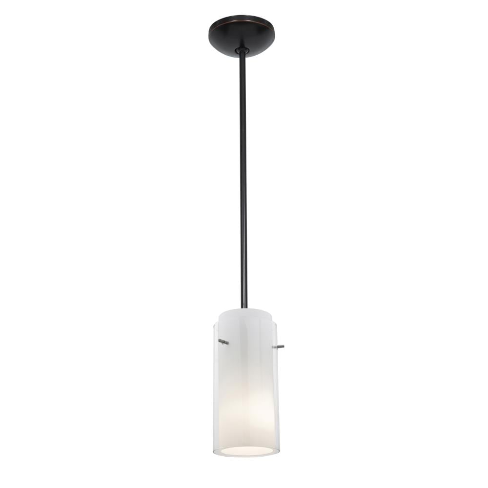 Access Lighting 28033-1R-ORB/CLOP Glassn Glass Cylinder 1 -Light Oil Rubbed Bronze Modern/contemporary Geometric Mini Hanging Pendant light