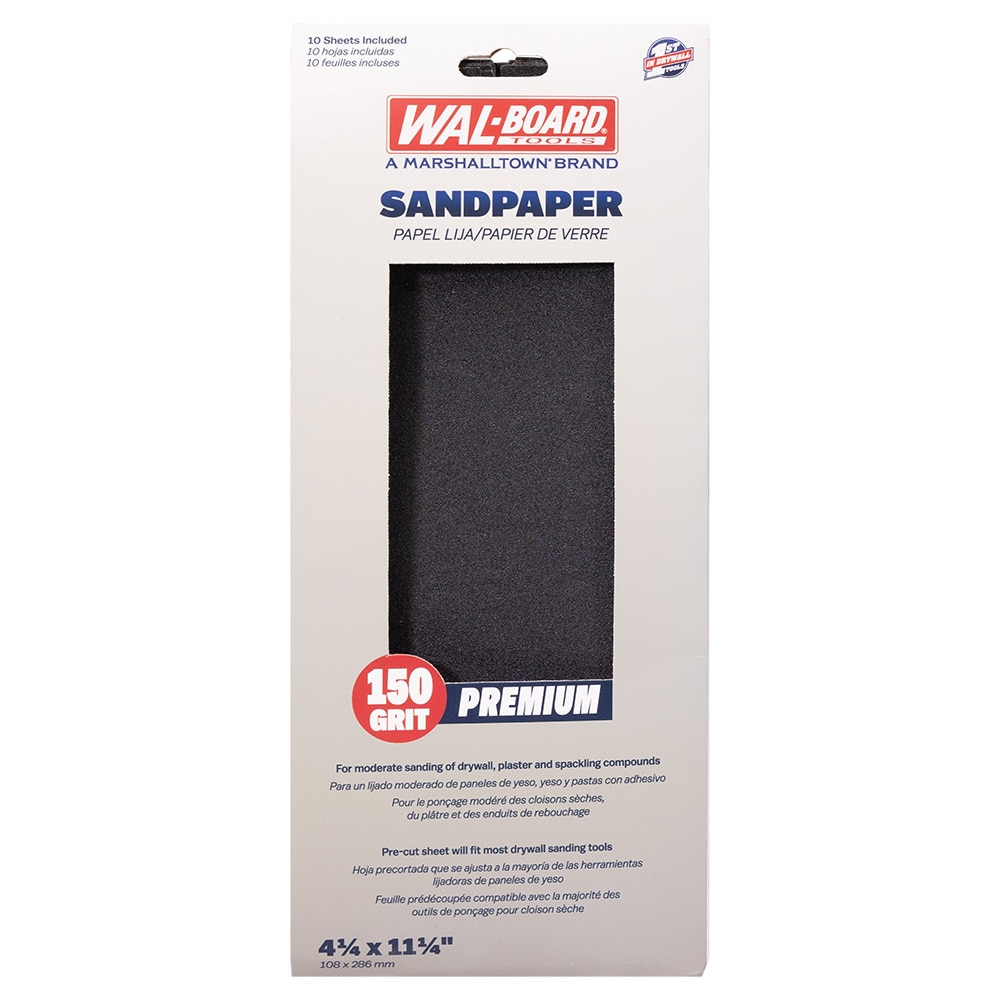 WAL-BOARD TOOLS SP150W-L Drywall Sandpaper Fine 150 -Grit Sheet Sandpaper 4.19-in W x 11.25-in L 10 -Pack