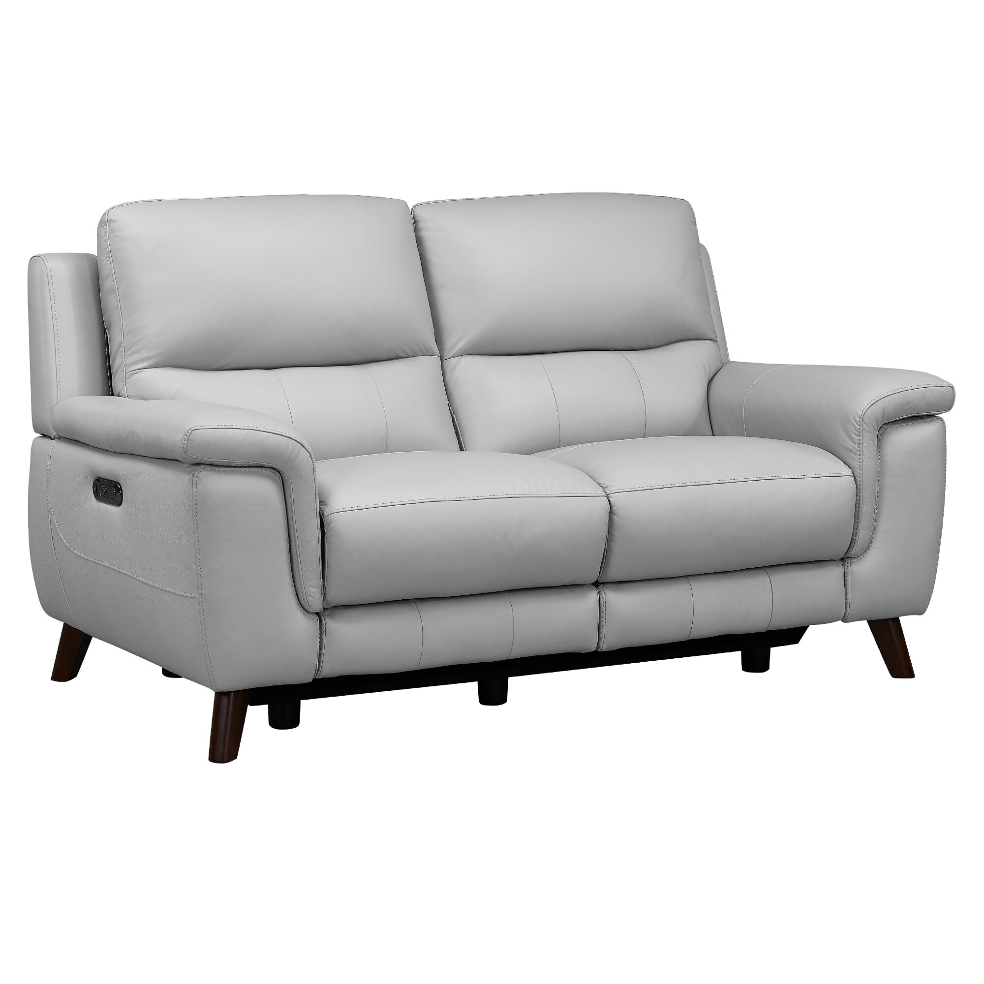 Armen Living LCLZ2DV Lizette 65-in Modern Dove Grey Genuine leather 2 -seater Reclining Loveseat