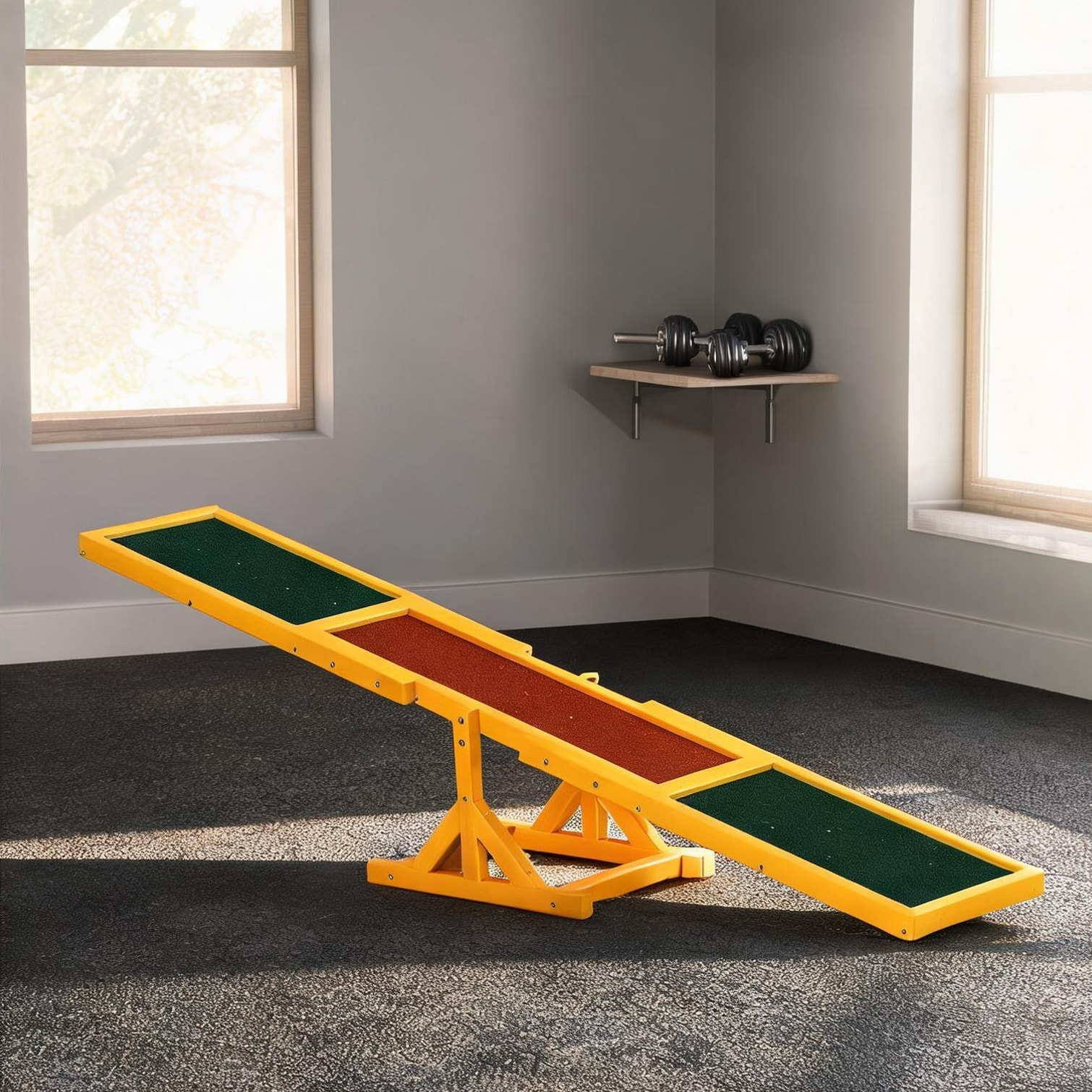 Watnature - Natural Fir Wood Dog Agility Seesaw for Outdoor Balance Training 71-inch Natural Finish