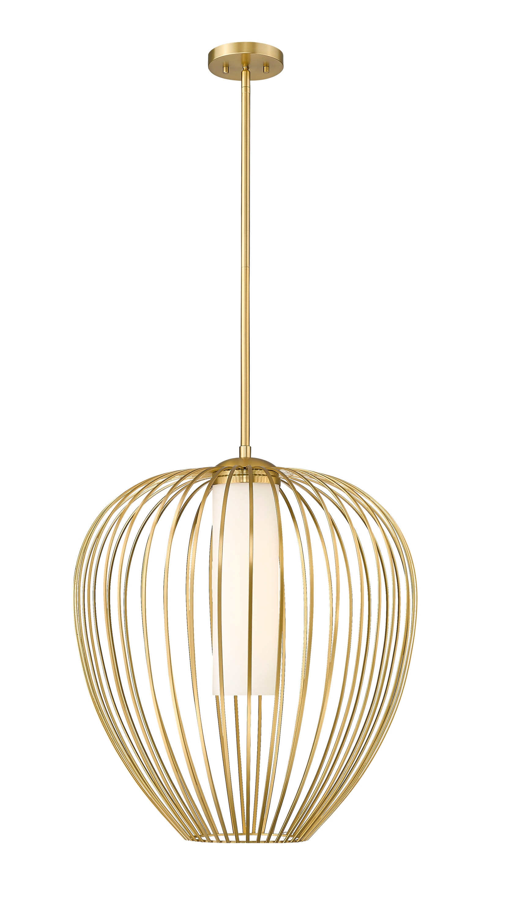 Modern Gold 22" Glass Pendant Light with Opal Shade