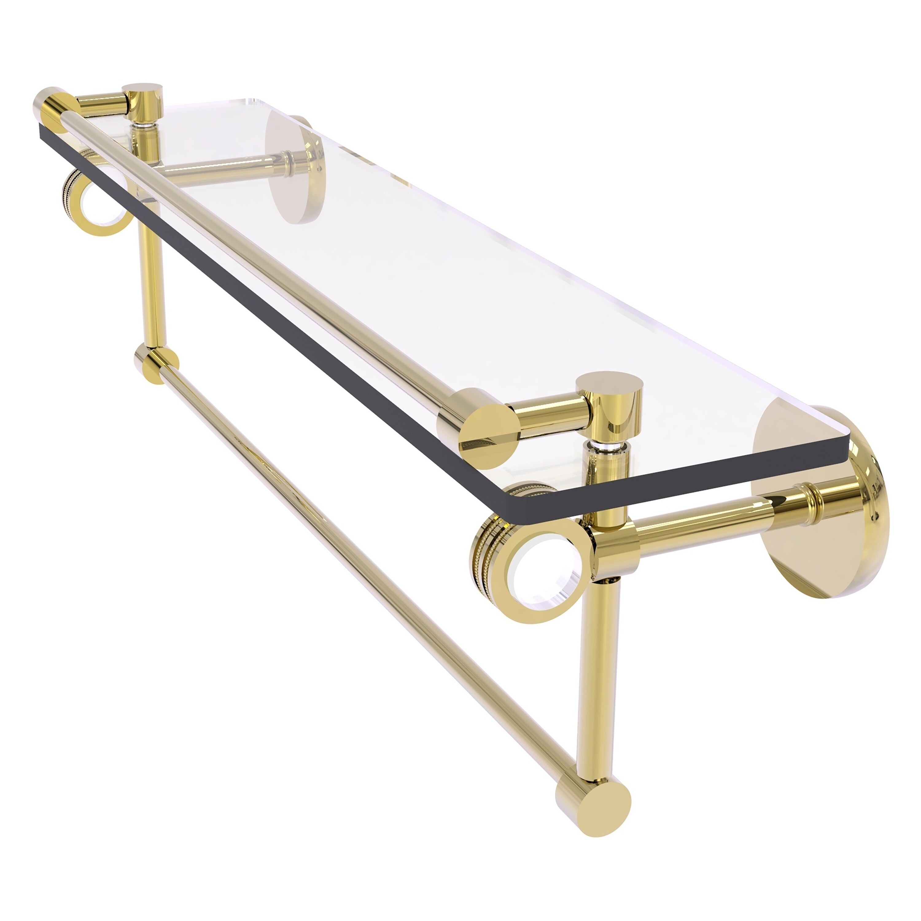 Allied Brass Clearview Unlacquered 1-Tier Brass Wall Mount Bathroom Shelf  (22-in x 6.7-in x 5-in) in the Bathroom Shelves department at