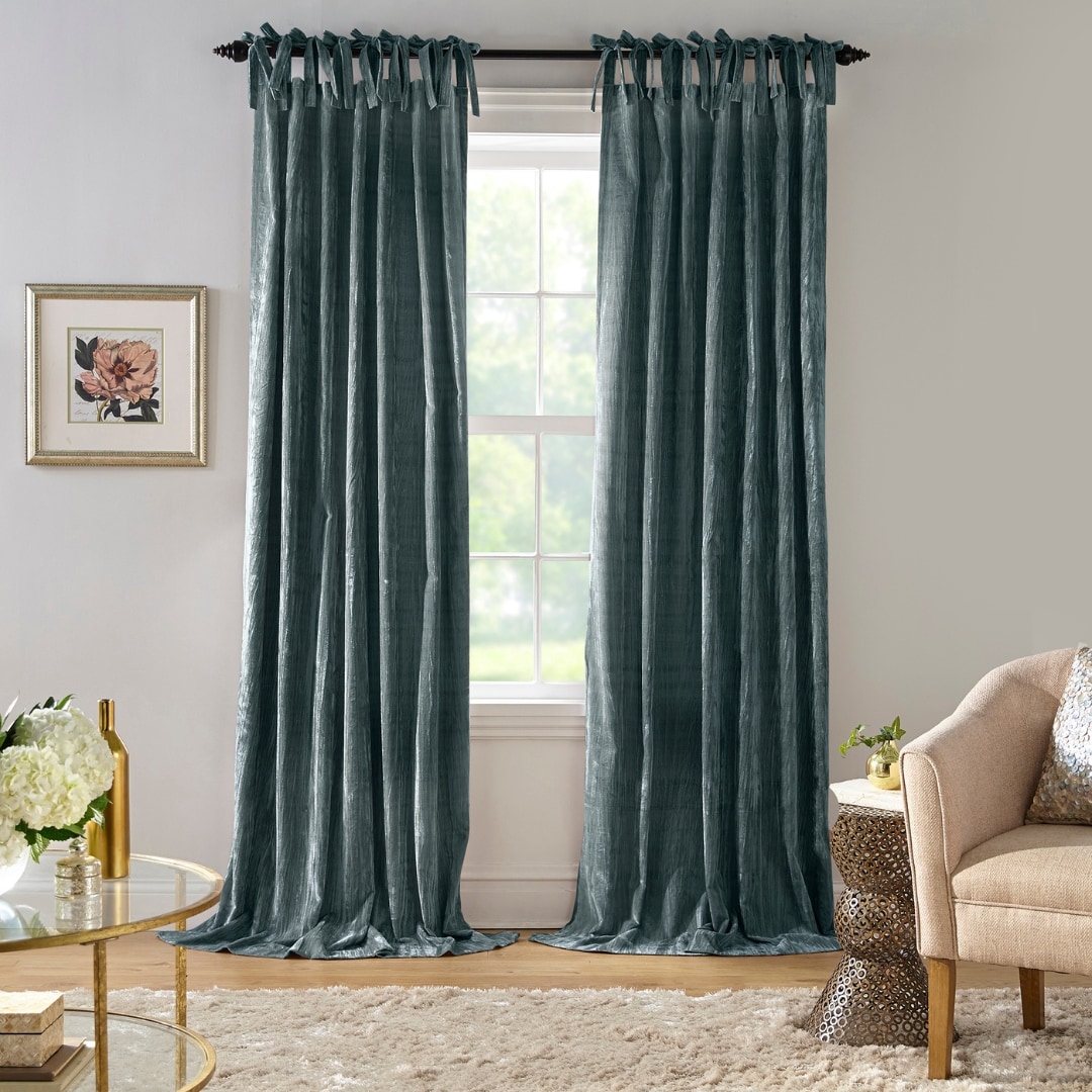 Elrene Home Fashions 739550349160 95-Inches Peacock Light filtering Tie top Single curtain panel