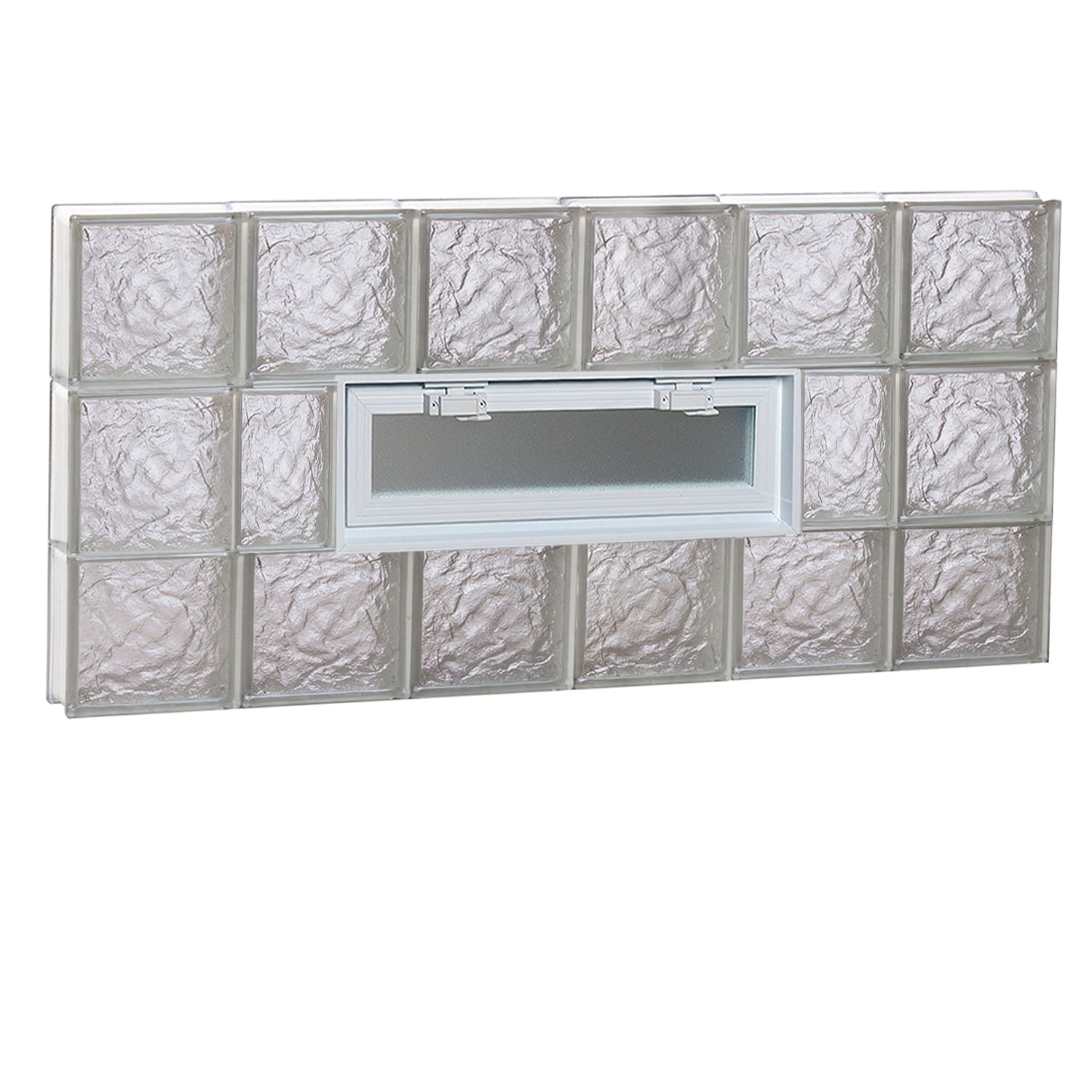 REDI2SET V4824IS Ice Glass 46-1/2-in x 23-1/4-in Frameless Replacement Vented Glass Block Window