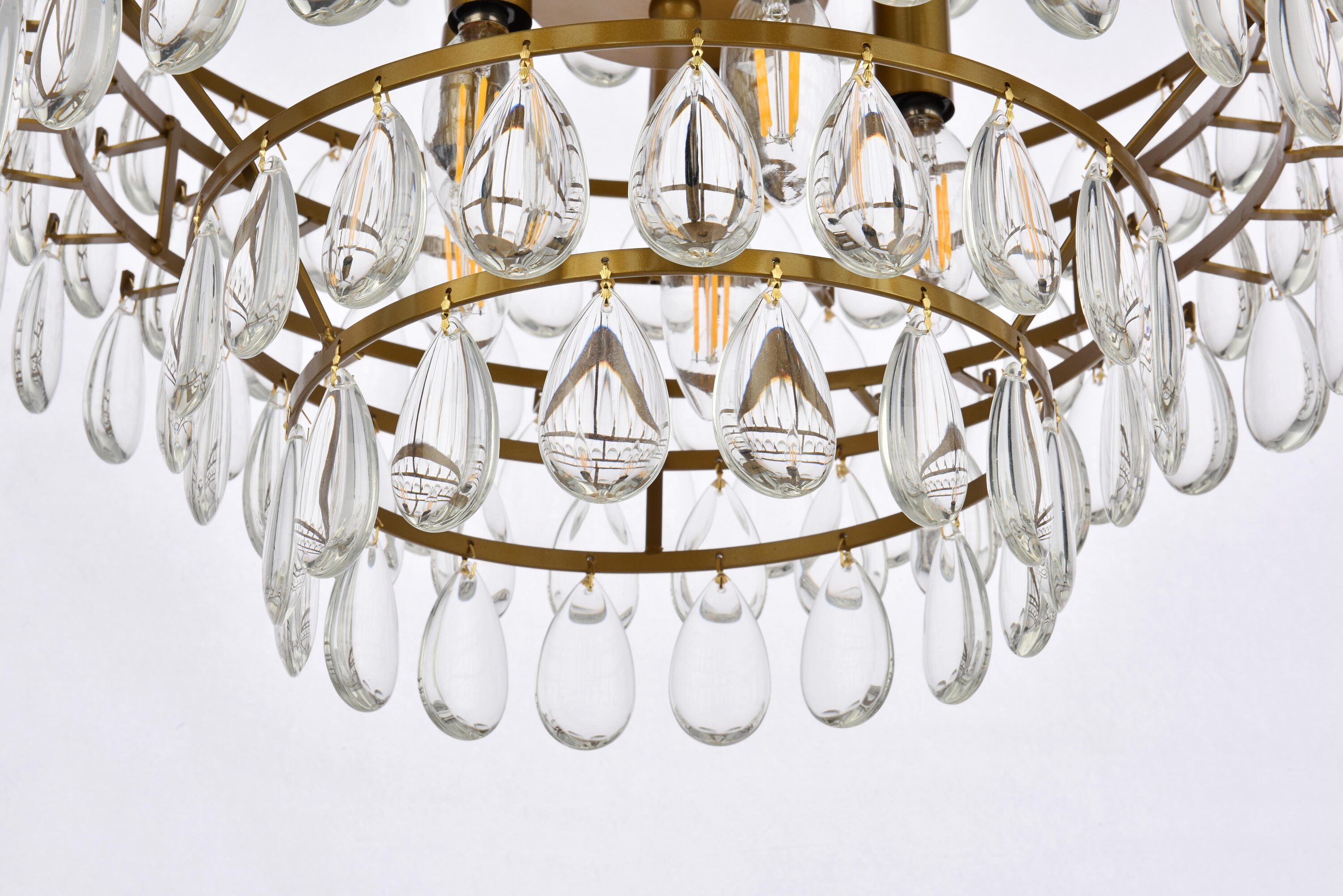 Elegant Brass and Crystal 5-Light Pendant Chandelier