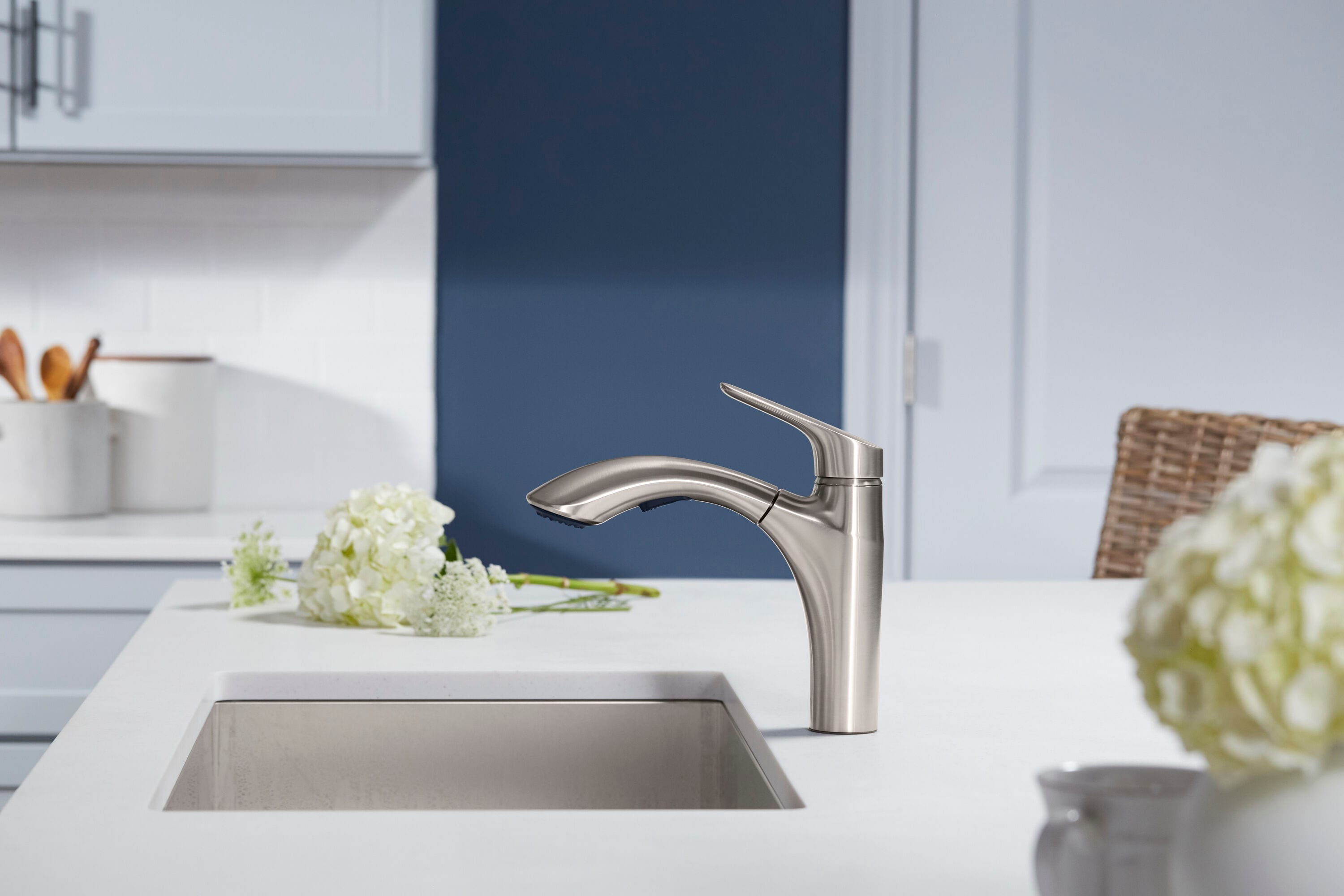 Stainless Steel Single-Handle Pull-Out Kitchen Faucet