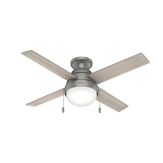 Hunter Kensie 44 In Matte Silver Led Indoor Downrod Or Flush Mount Ceiling Fan With Light 4 Blade The Fans Department At Com - What Size Bulb For Hunter Ceiling Fan