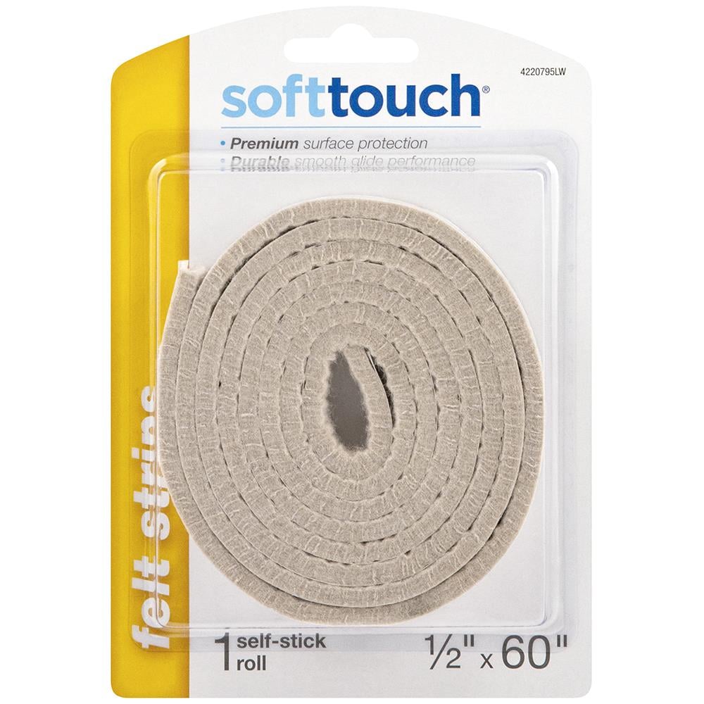 927168-9 Wool Felt Strip: 1/2 in W x 10 ft L, 1/8 in Thick, F7, Acrylic  Adhesive Backing, Gray, 20A to 30A