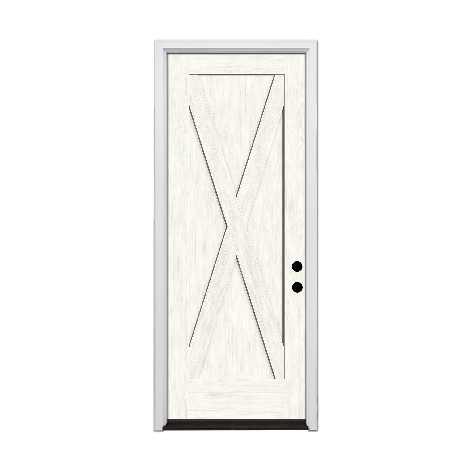 Therma-Tru 36-in x 96-in Fiberglass No Glass Prehung Front Door with Brickmould Insulating Core