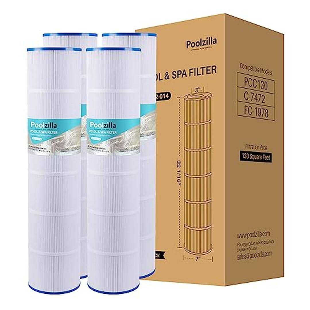 Poolzilla 02-02-014-4PK 4 Pack Replacement Pool Filter Cartridge Compatible with PLFPCC130 CCP520 R173578 PCC130 Unicel C 7472 Filbur FC 1978 FC 6475 Clean and Clear Plus 520 817 0131 178585