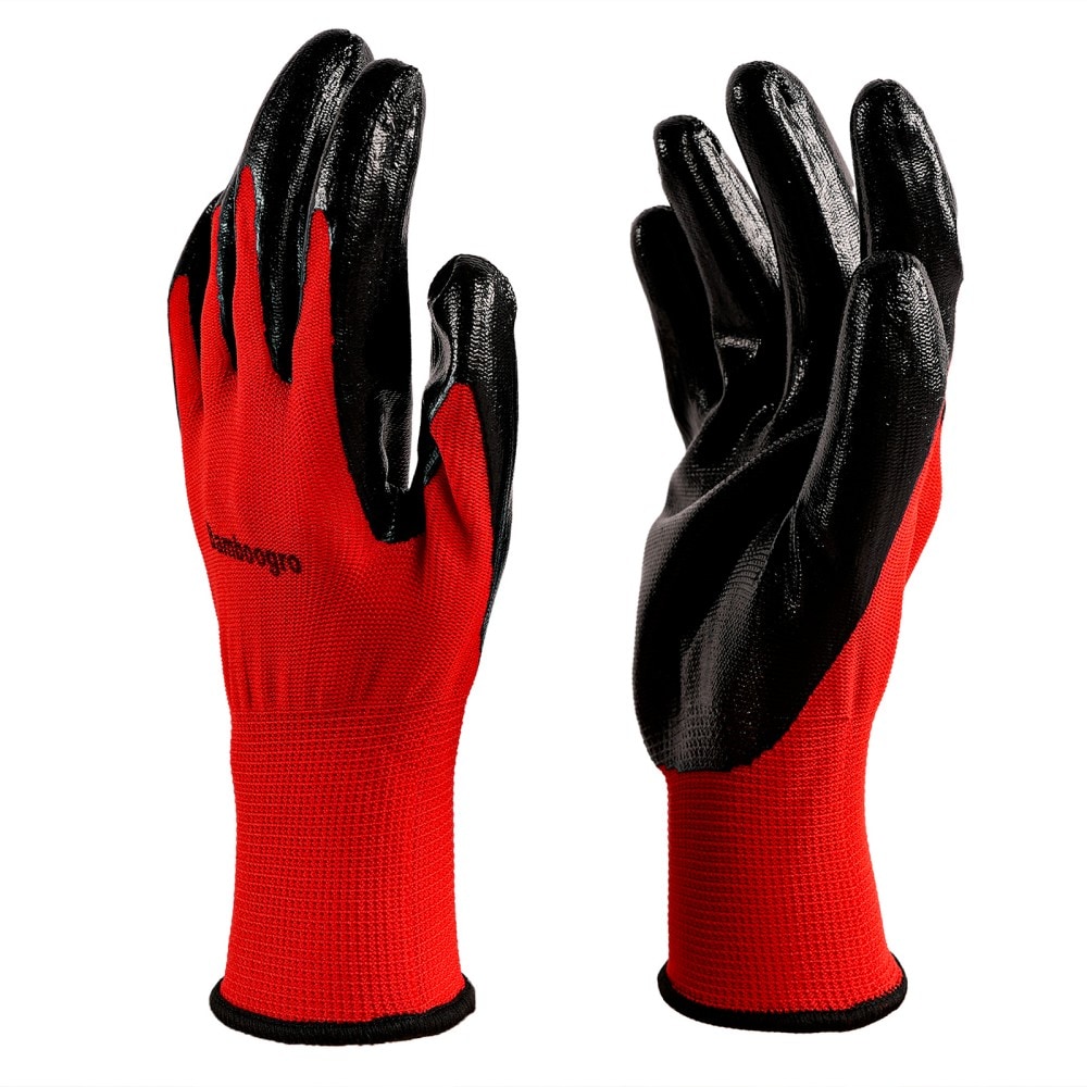 YOSIMFUR Red PU Coated Seamless Knit Work Gloves with Smooth Palm and Fingers Grip for Light General Duty Gardening Landscaping Construction Mechanic and Warehouse Work 12 Pairs