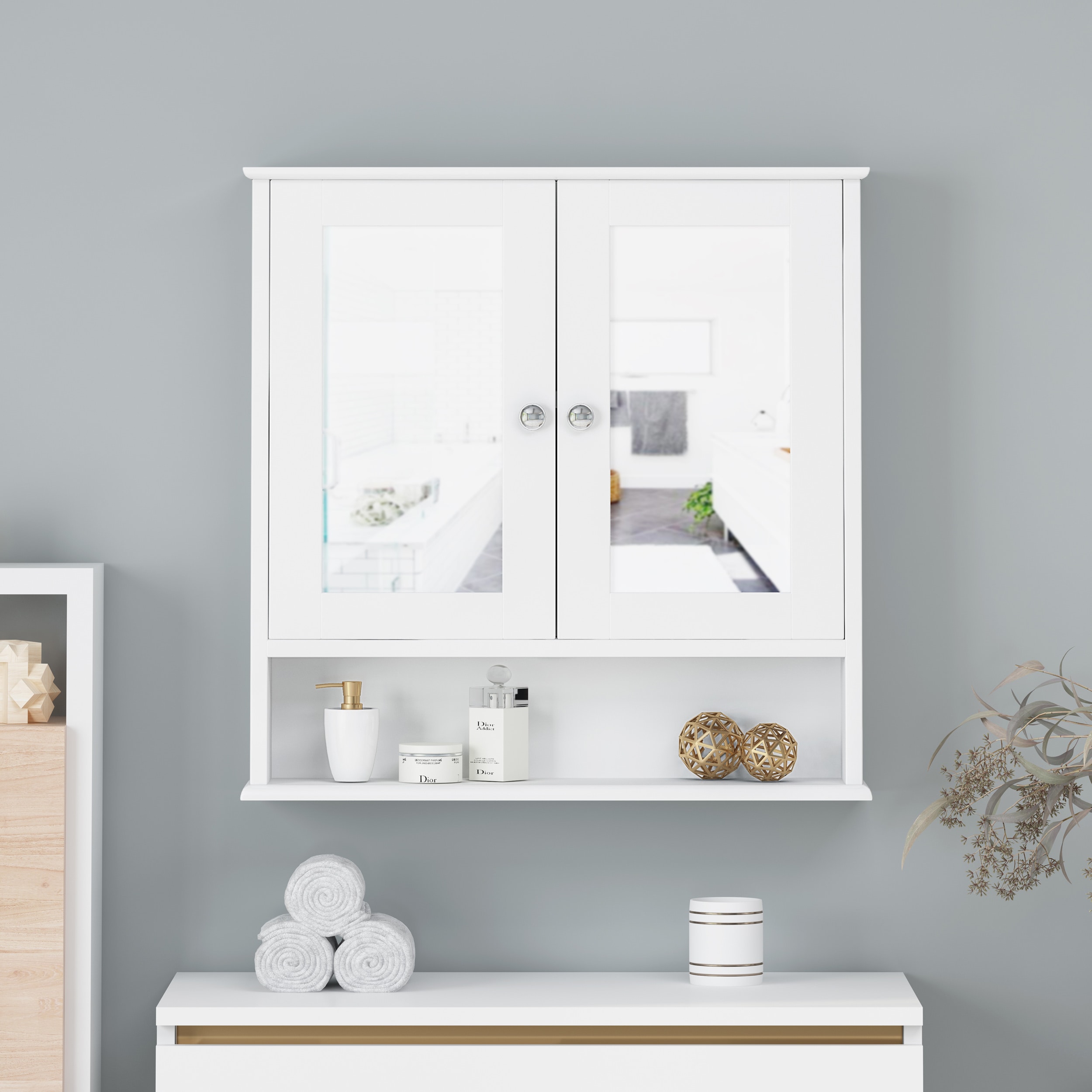 ZAKLOOP XU079106798 5.25 x 23 x 23 White Soft Close Bathroom Wall Cabinet