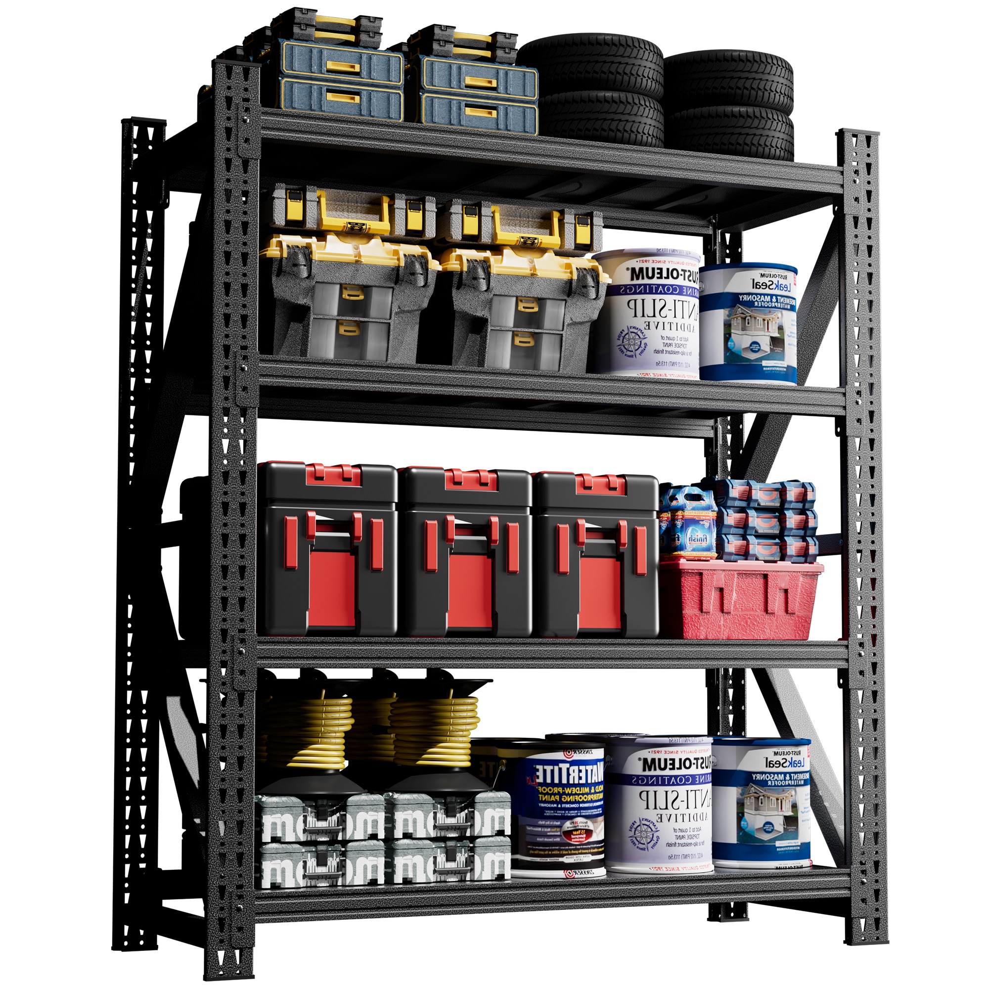 LOVMOR -  4-Tier 59 in W x 69 in H x 23.6 in D Adjustable Heavy Duty Metal Shelving Unit 4000 lbs...