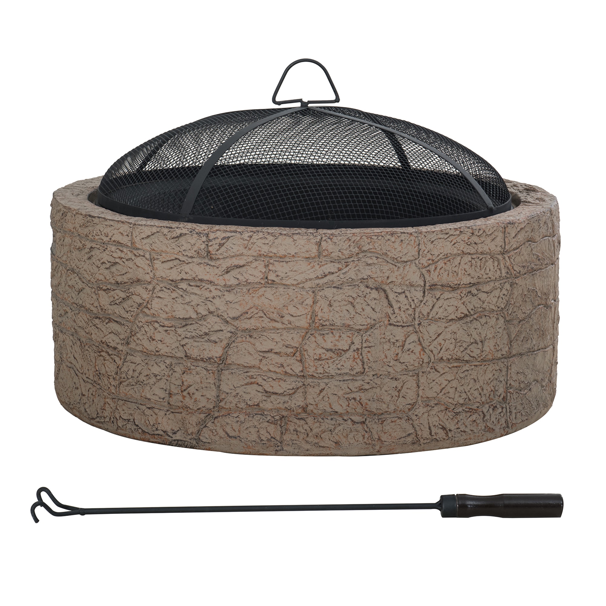 Sunjoy A301016305 26.18-in W KAOLIN CLAY Clay Wood-Burning Fire Pit