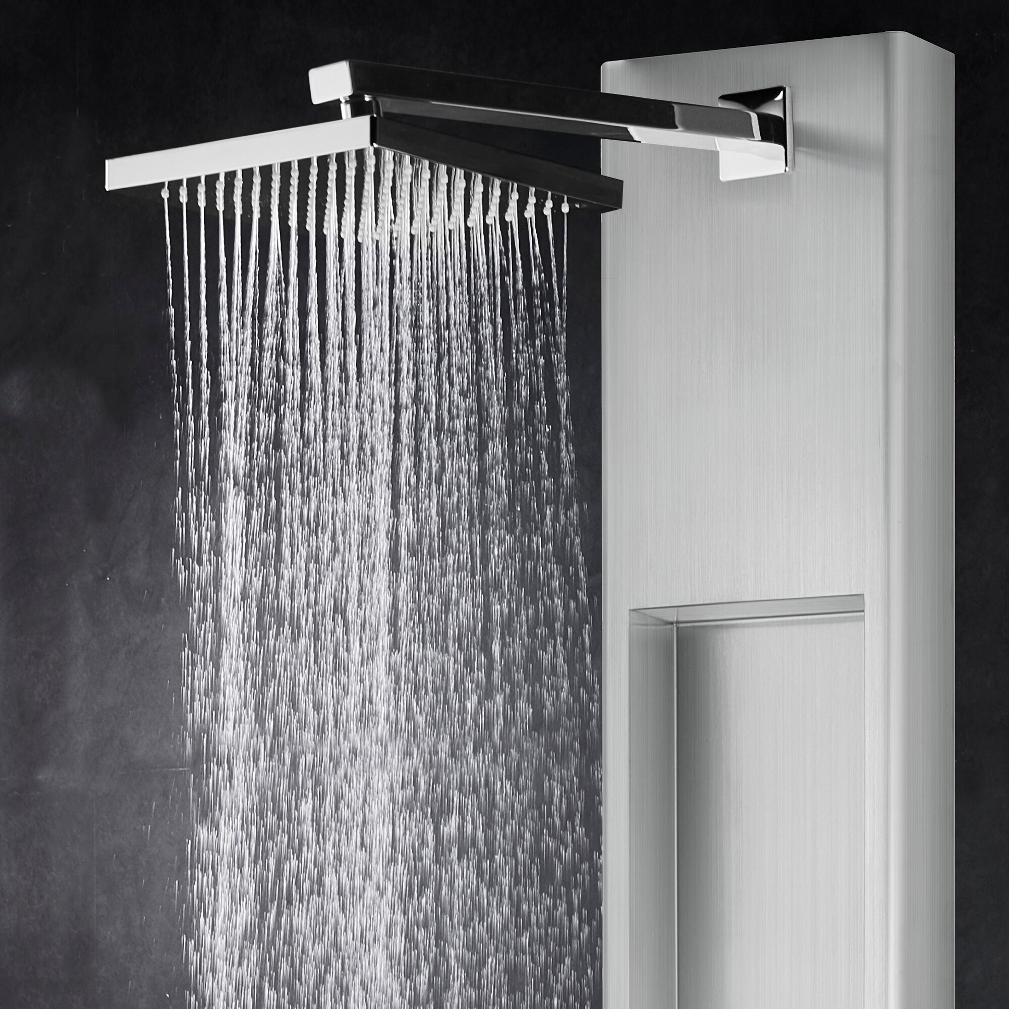 AKDY Brushed Nickel 7.9-in Waterfall Shower Panel System with 3-way ...