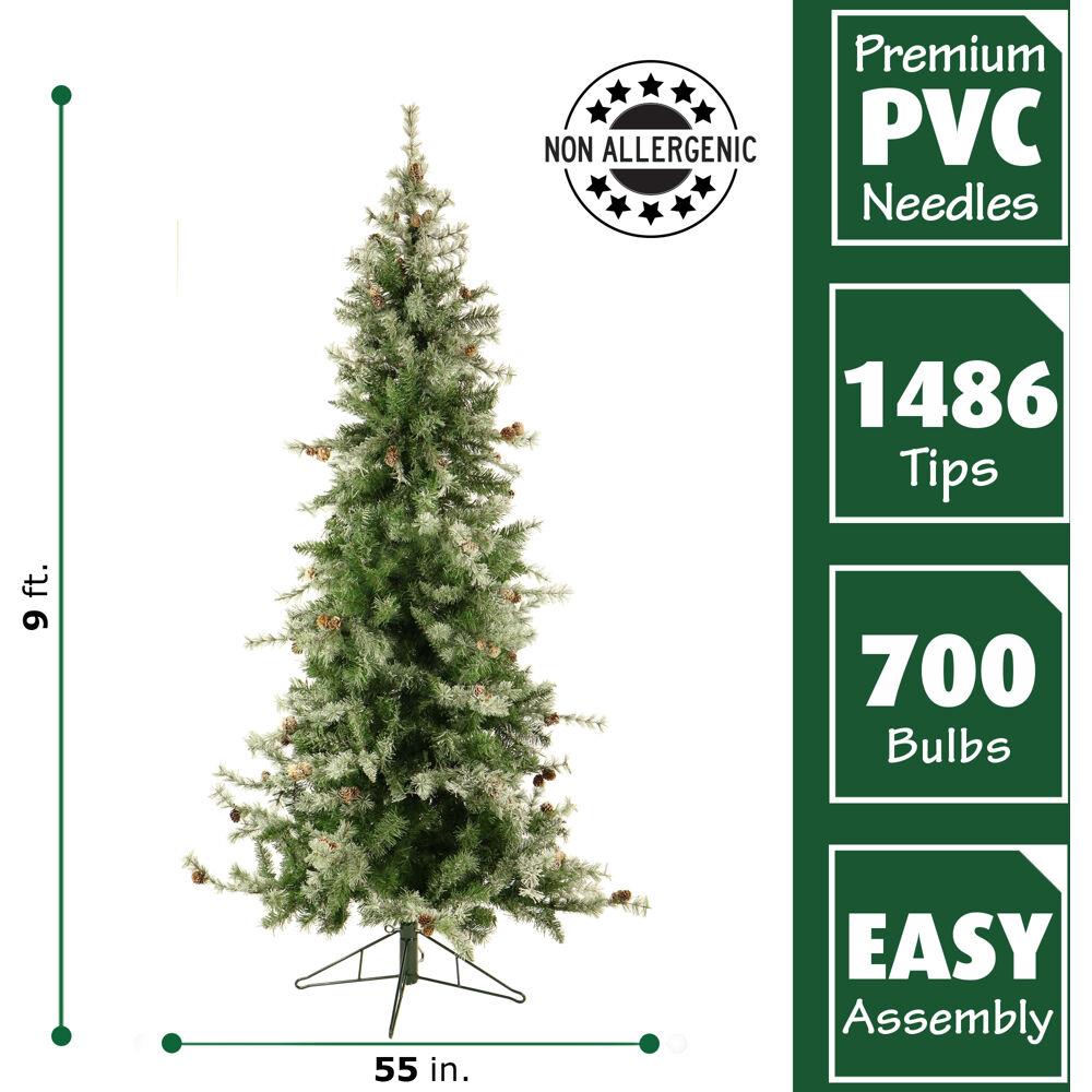 9-Ft Slim White Flocked Fir Christmas Tree with LED Lights