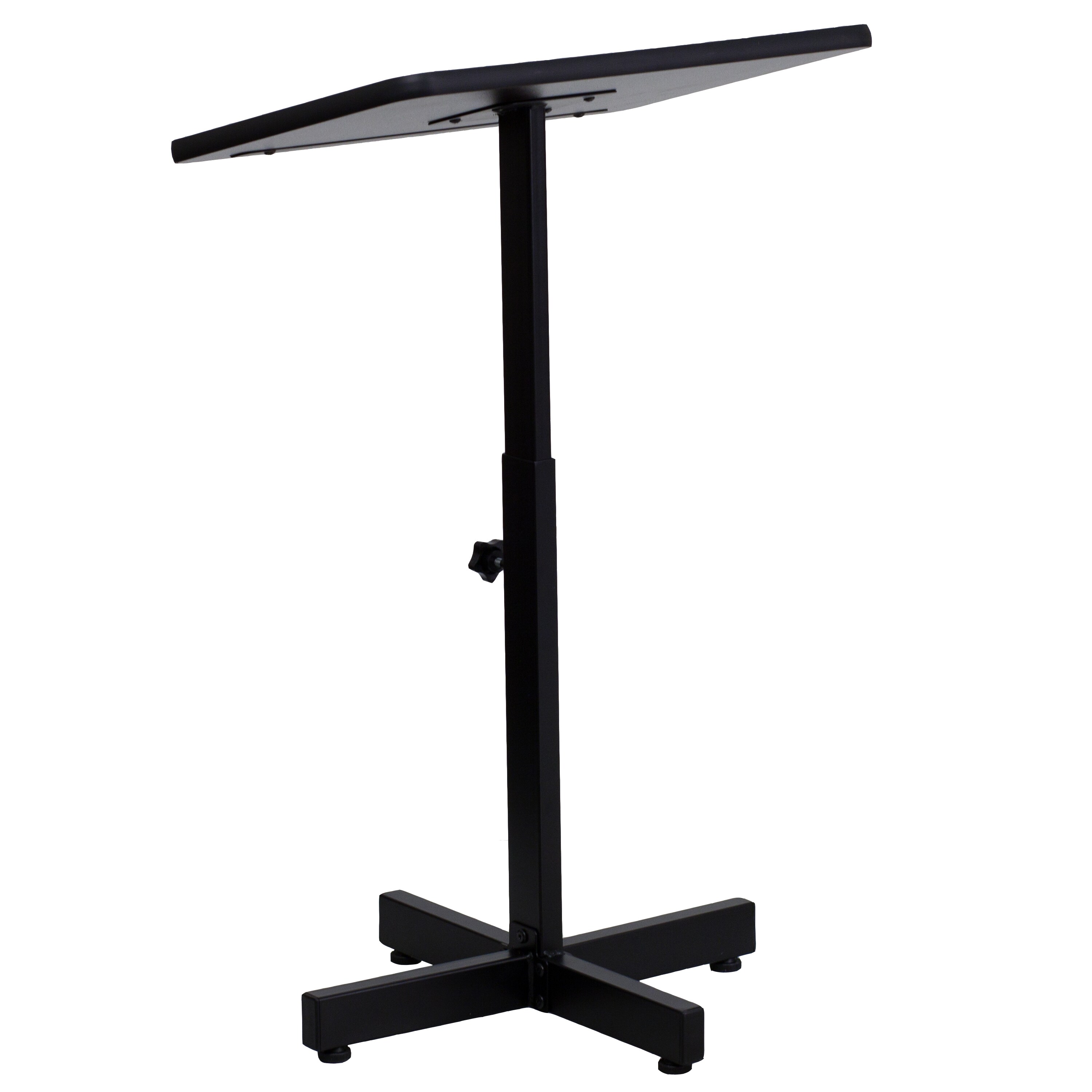 Adjustable Height Black Steel Lectern with Mahogany Top