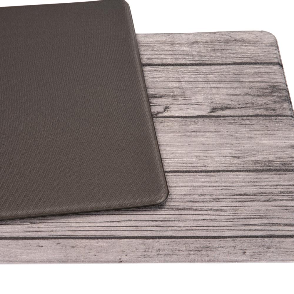 Gray PVC Rectangular Anti-Fatigue Kitchen Mat with Whisk Design