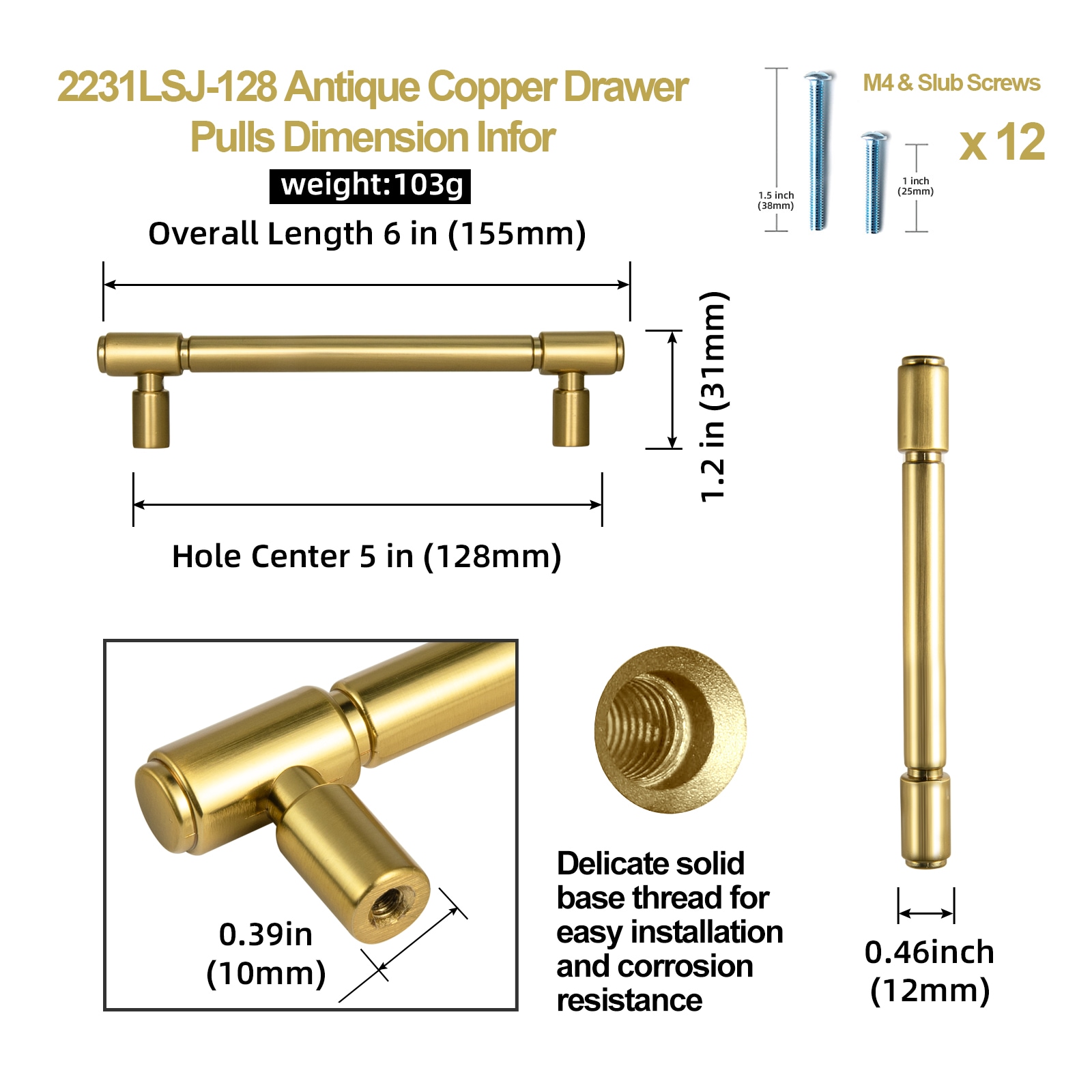 Miaokesen 2231LSJ-128 Cabinet-Pulls - View #2