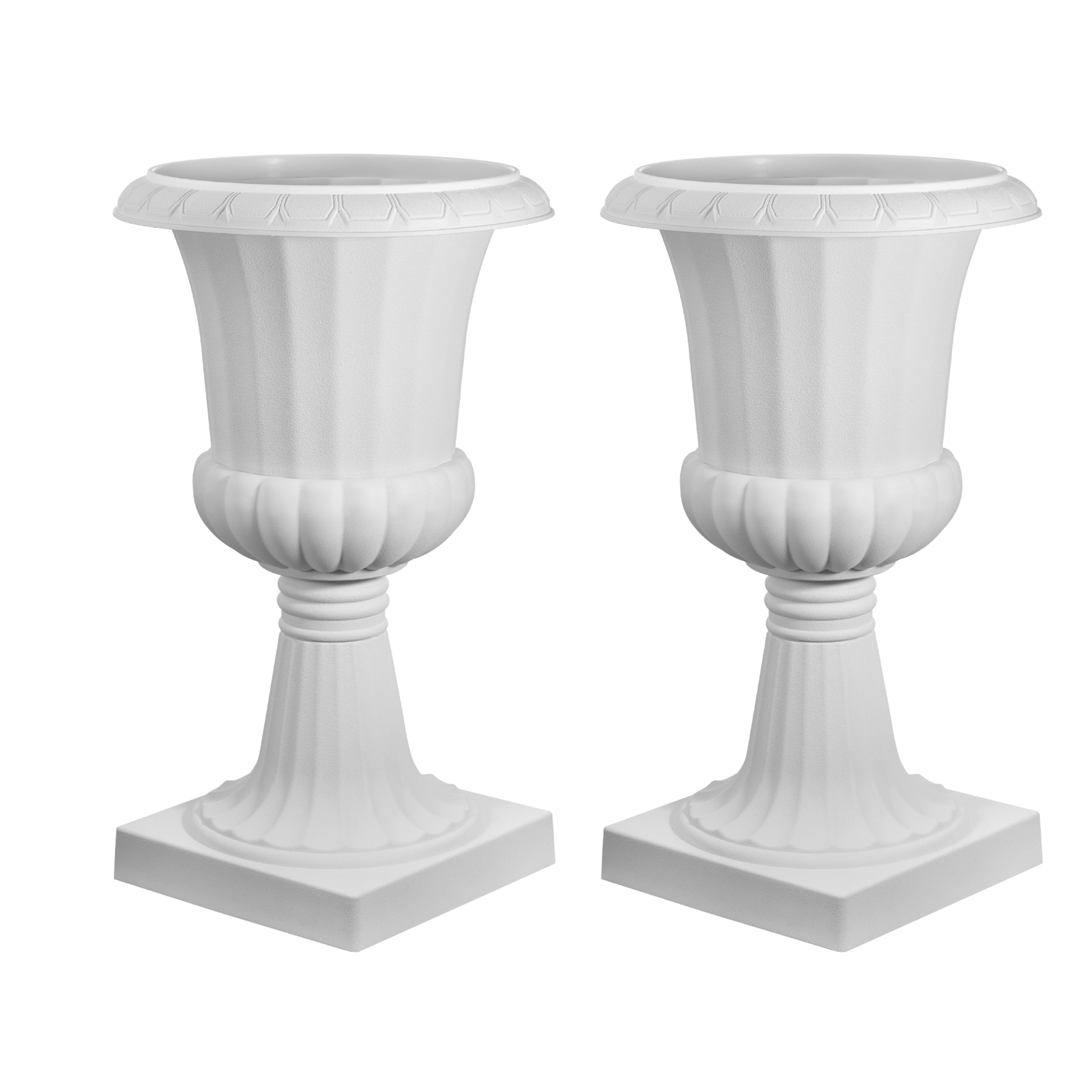 VEVOR - Plastic Urn Planters 15.8 x 26.4 Inch 2 Pack White Classic Flower Pots Front Porch Plan...