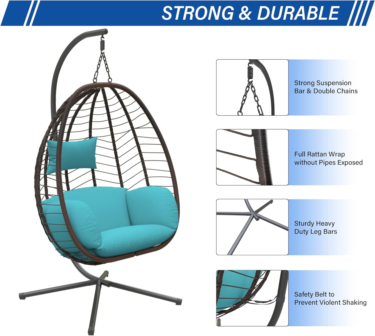 ALAULM LS-EGGCHAIR-BLUE Swing-Gliders - View #5