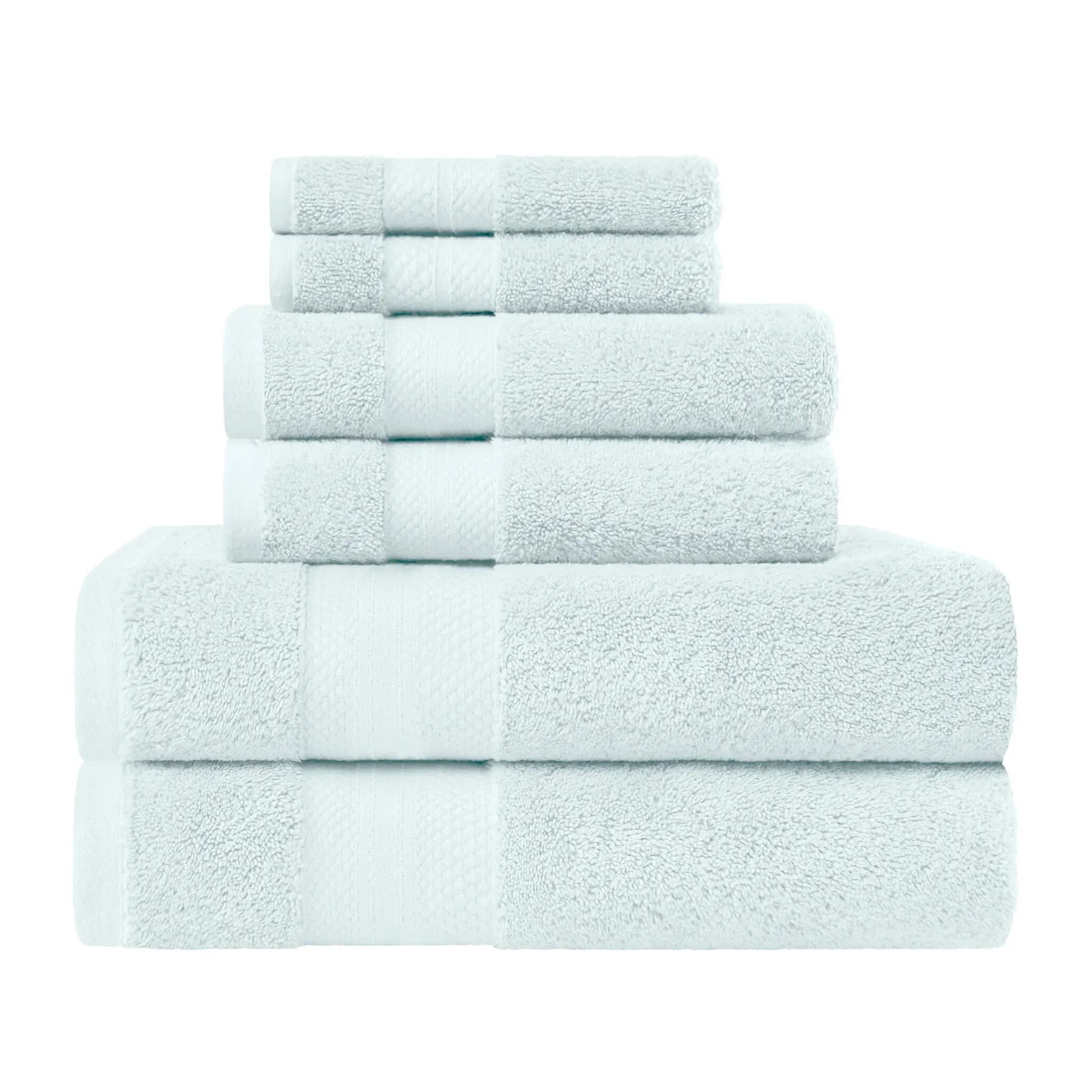Slickblue 6 Piece Turkish Cotton Quick Dry Terry Bath Towel Set for Home Bathroom Guest Bathroom Vacation Home Multiple Color Options