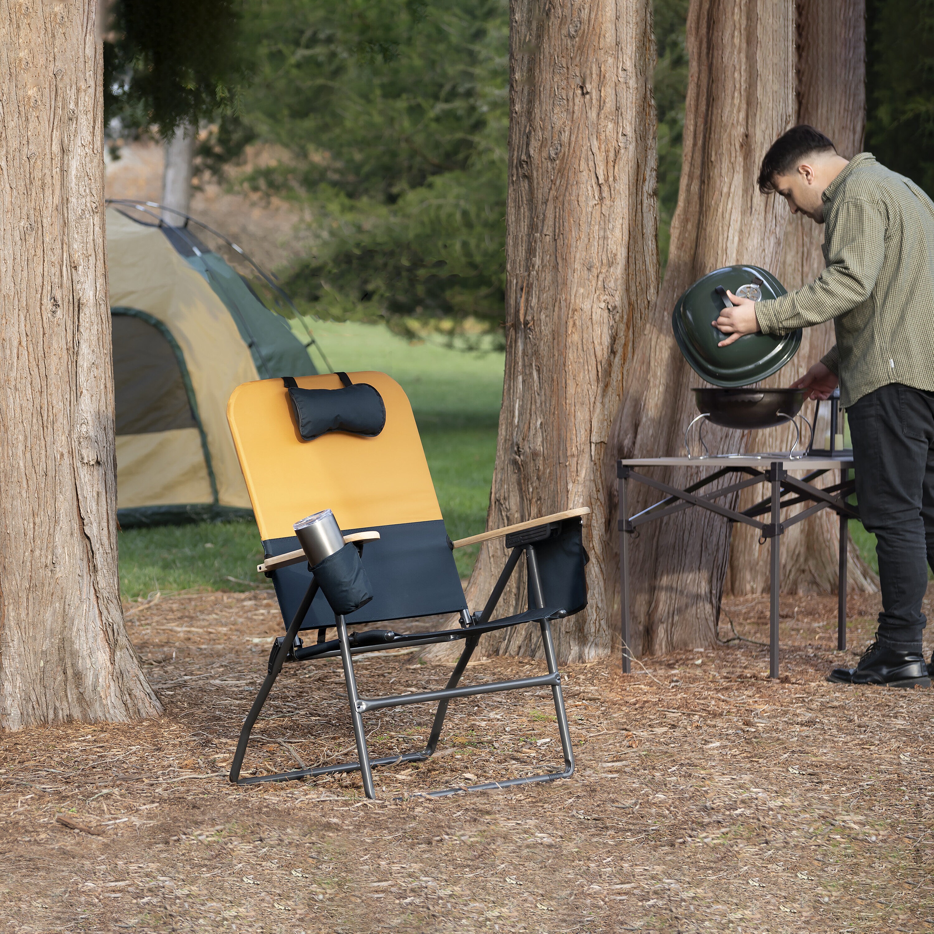 RIO Brands Polyester Orange Folding Camping Chair in the Beach