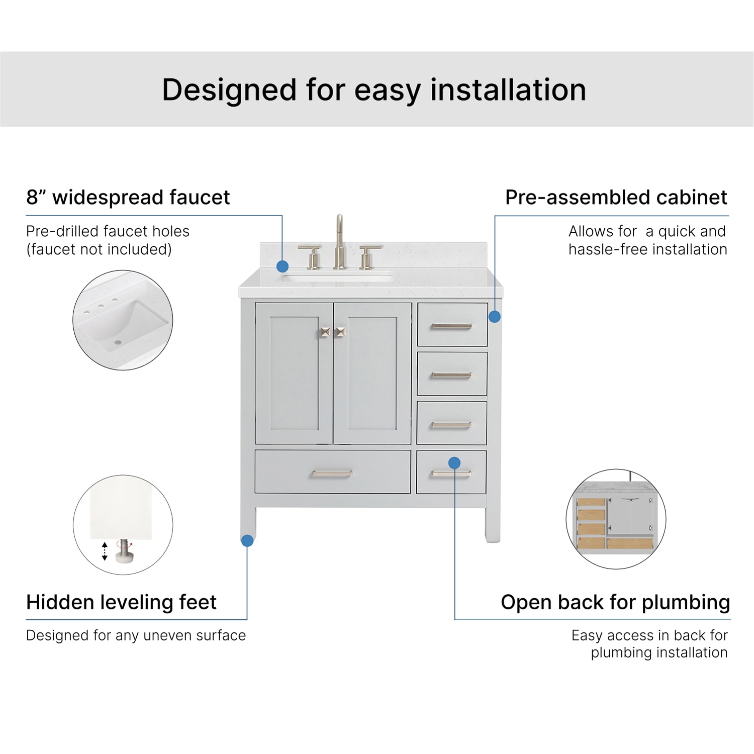 ARIEL A036SLCQRVOGRY Bath-Vanity-Combo - View #7