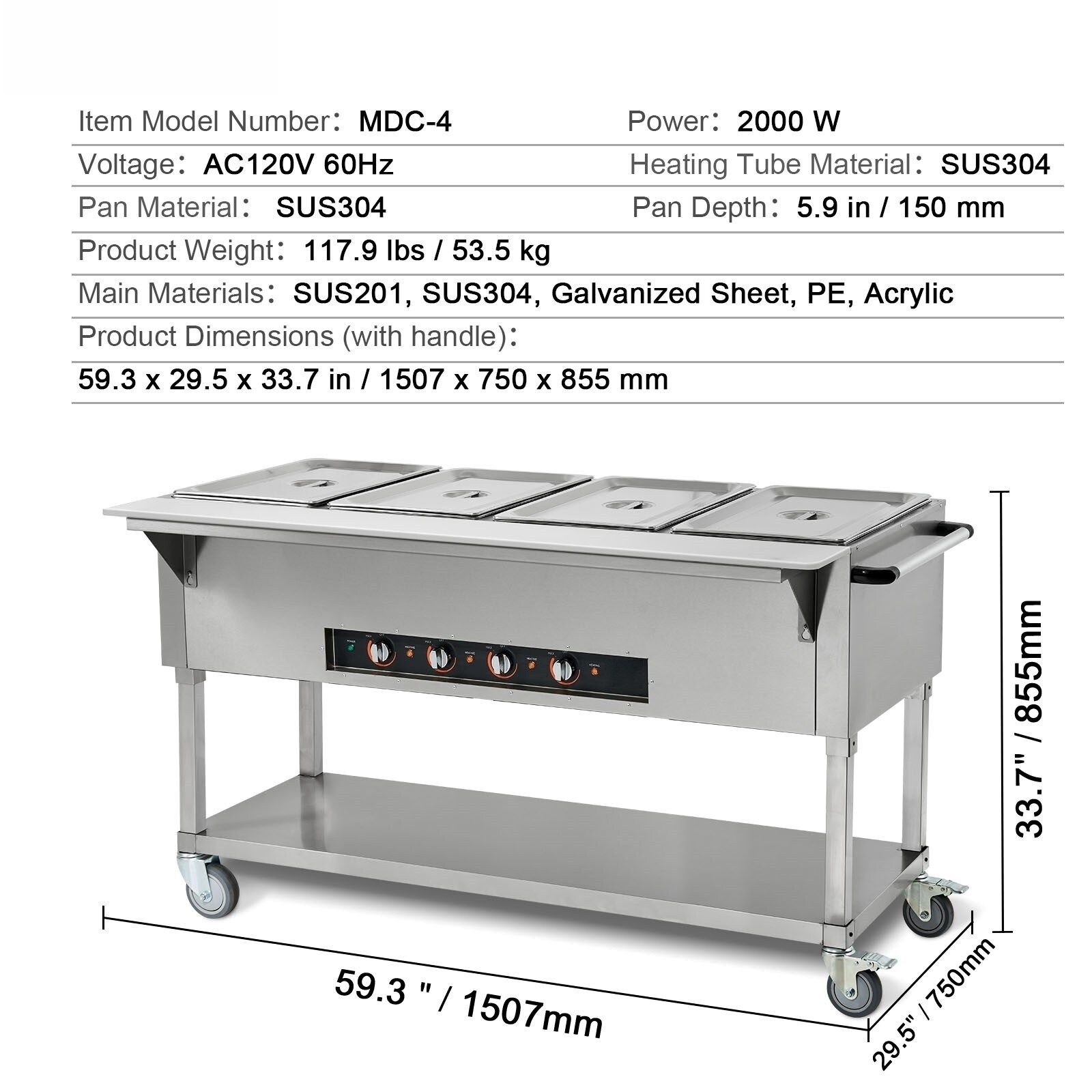 VEVOR SCSPZQZWGSS403252V1 Buffet-Servers - View #7