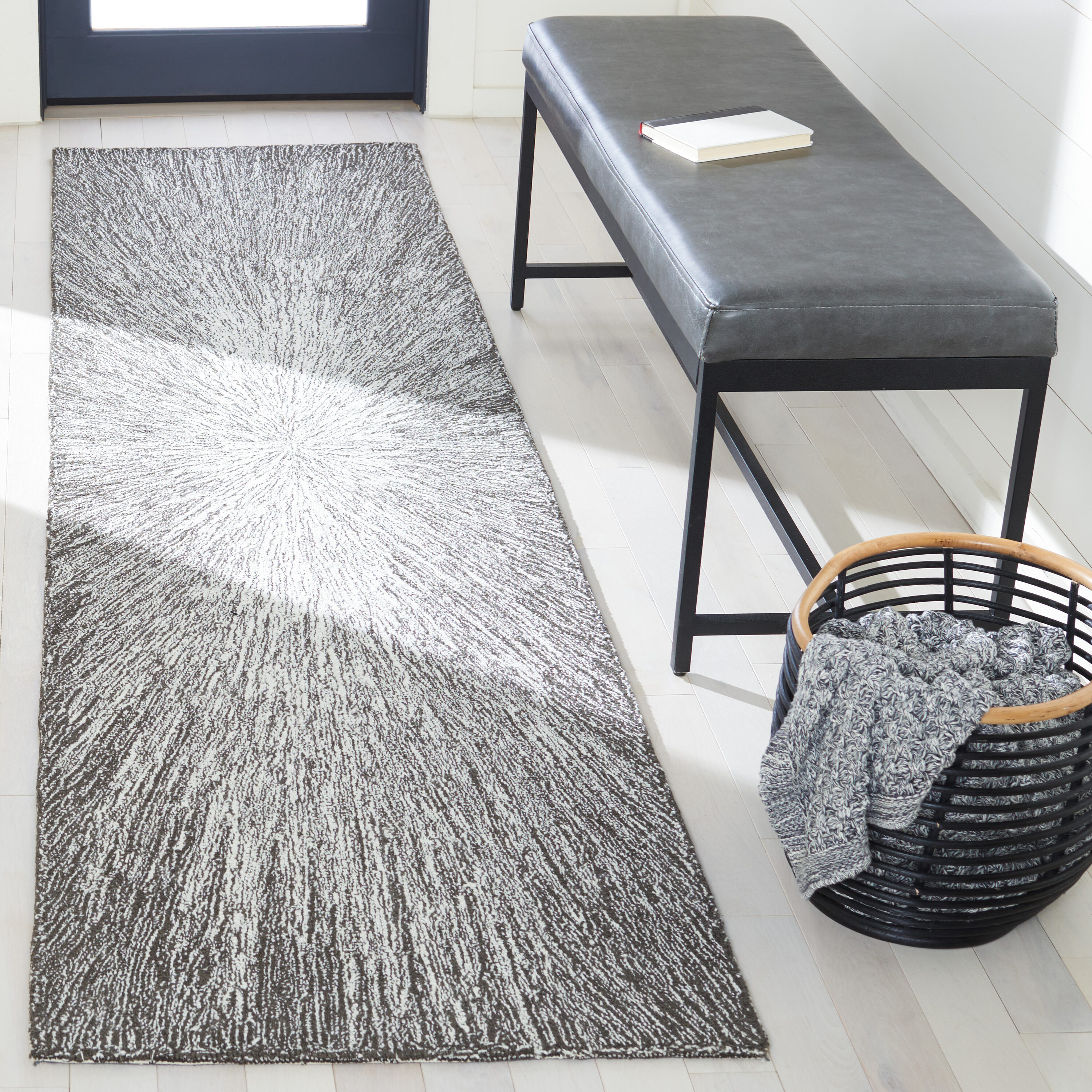  Micro-Loop 676 Charcoal/Gray Contemporary 2ft-3in x 9ft Runner Rug