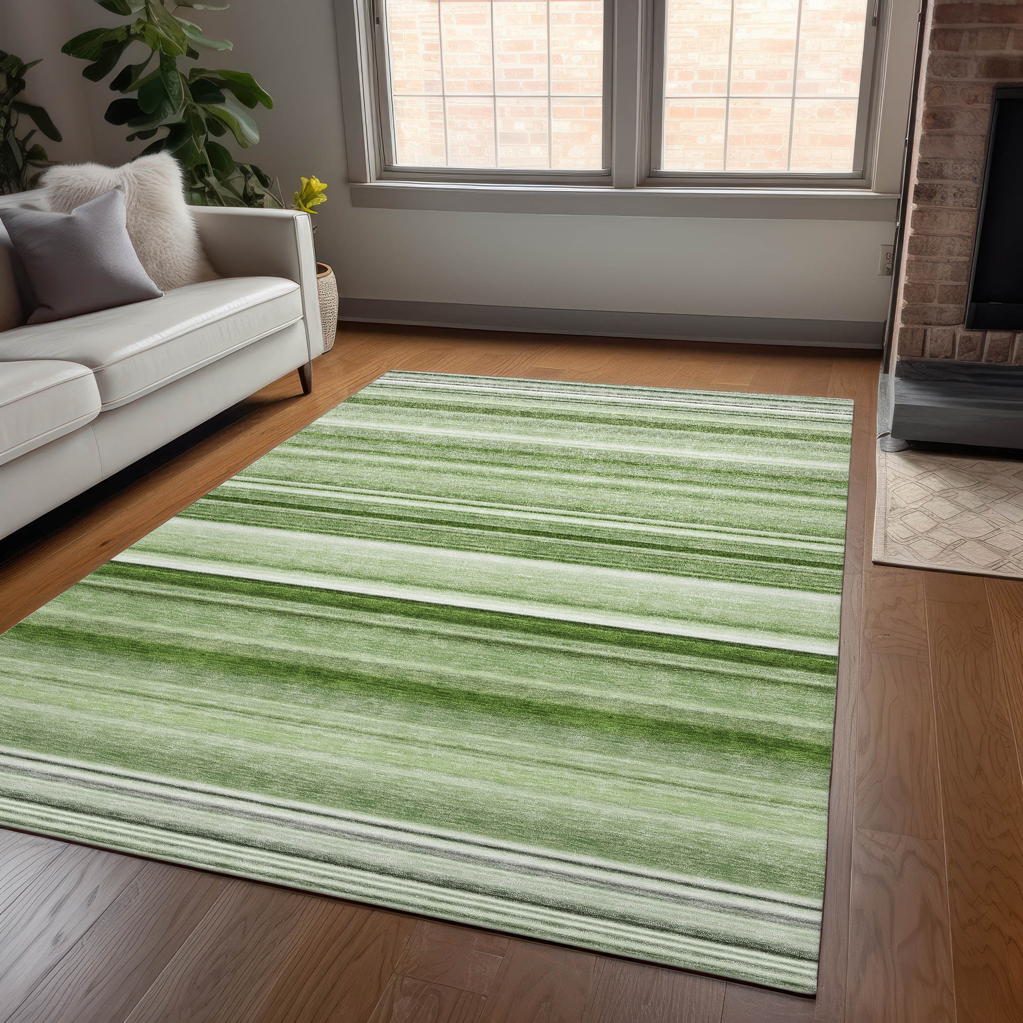 Addison Rugs Chantille 5 X 7 (ft) Aloe Indoor/Outdoor Stripe Machine ...