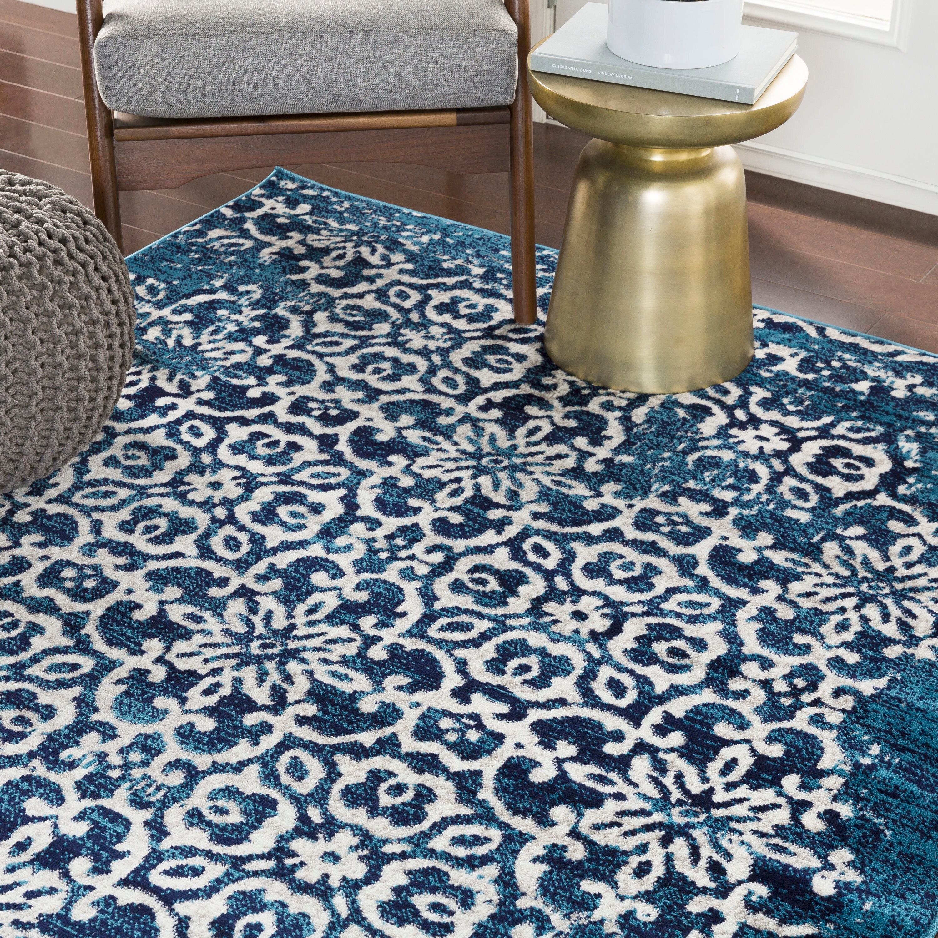 Surya MNC2303-710103 Monte Carlo 8 X 10 (ft) Navy/Gray Indoor Trellis Vintage Area Rug
