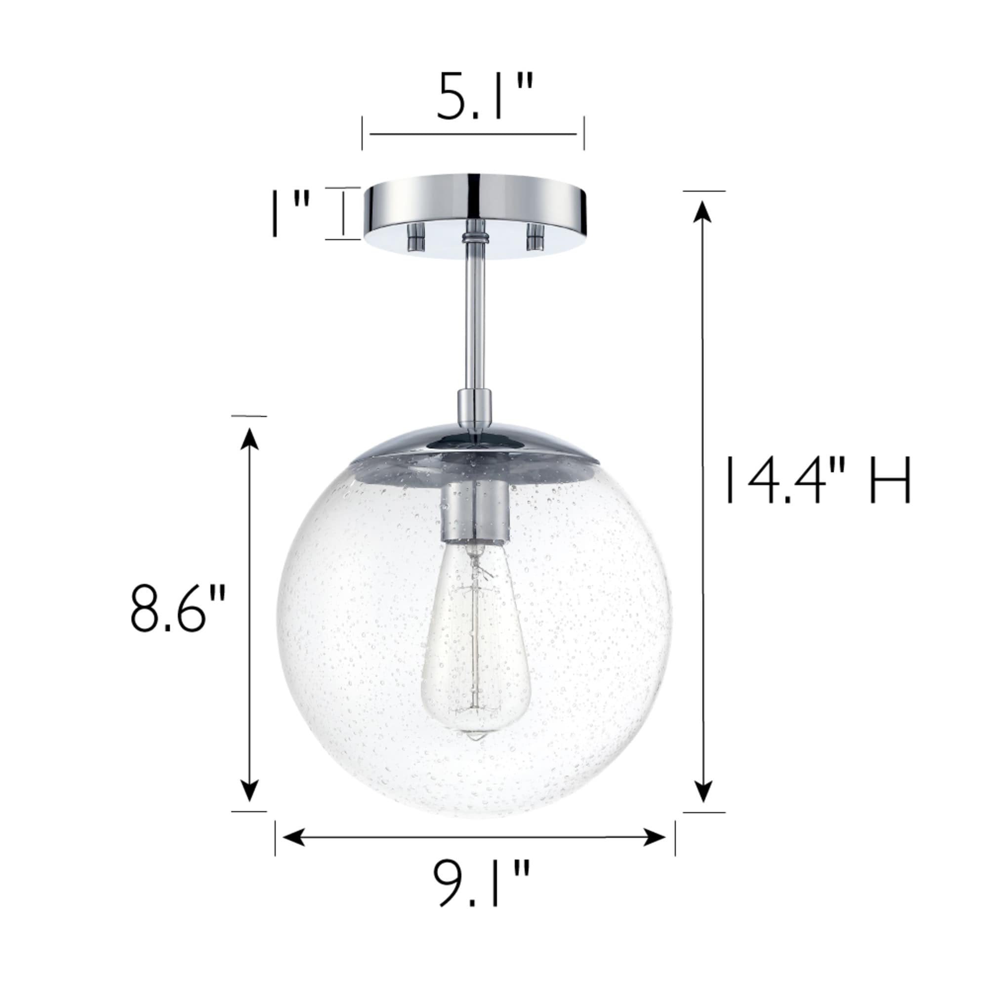 Matte Black and Chrome Glass Globe LED Ceiling Light