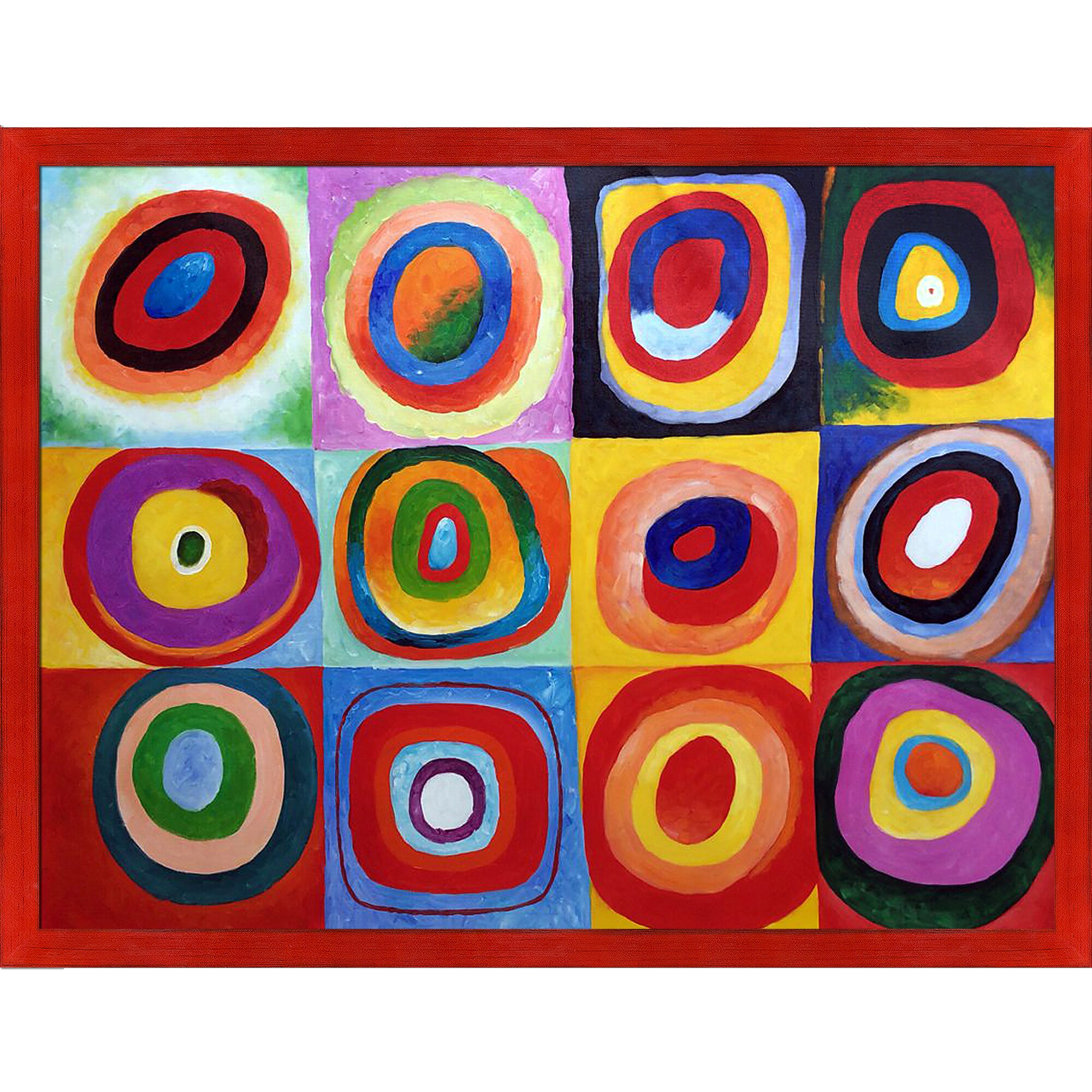 La Pastiche 688576809854 Farbstudie Quadrate Wassily Kandinsky Black/Red Wood Framed 33.5-Inches H x 43.5-Inches W Abstract Canvas Hand-Painted Painting