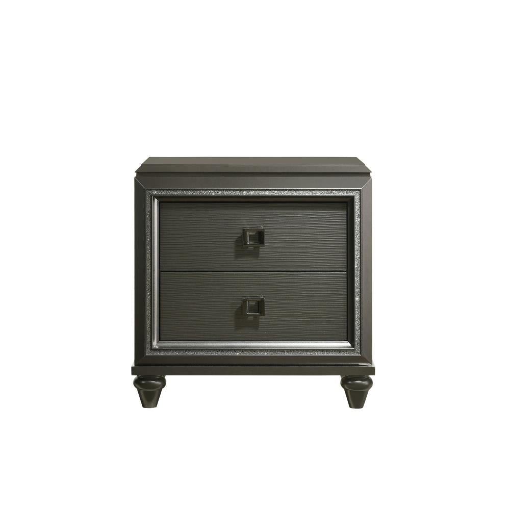 Gray Transitional 2-Drawer Nightstand with USB Port