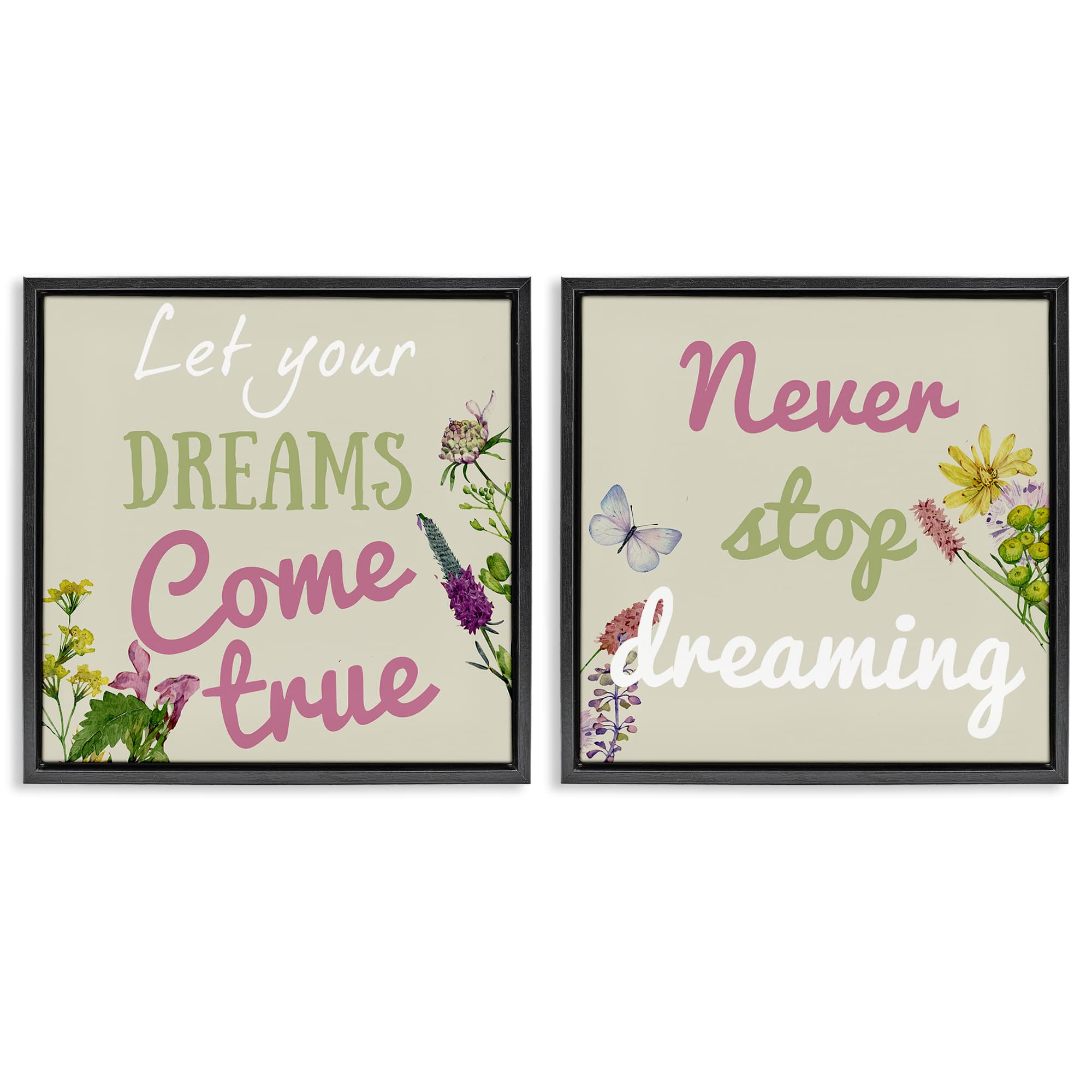 Stupell Industries B2-778-FFB-2PC-17X17 Motivational Dream Sentiments 2pc Floating Frame Set design by Kim Allen