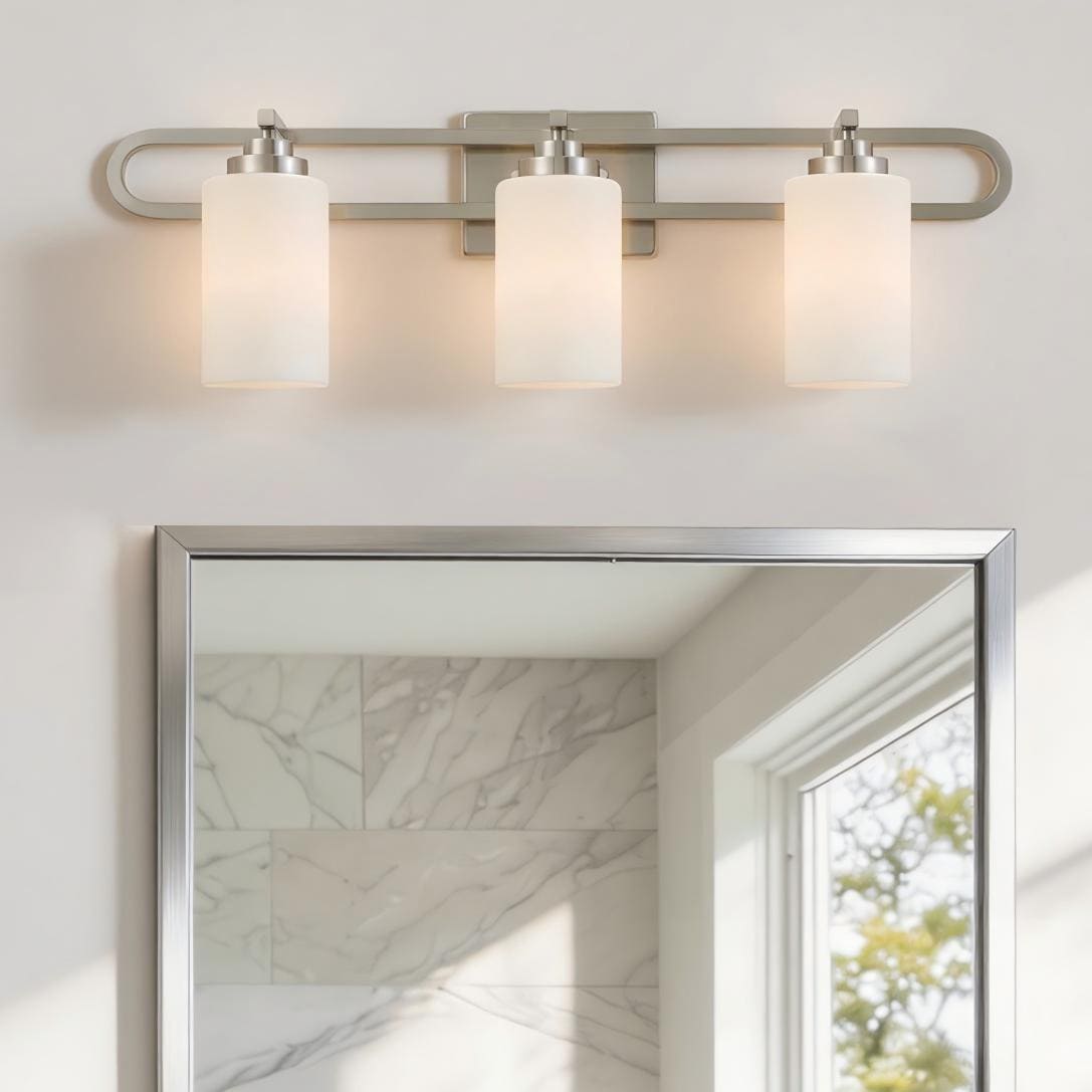 KAWOTI Keith 29-in 3 Light Brushed Nickel Transitional Bathroom Vanity light