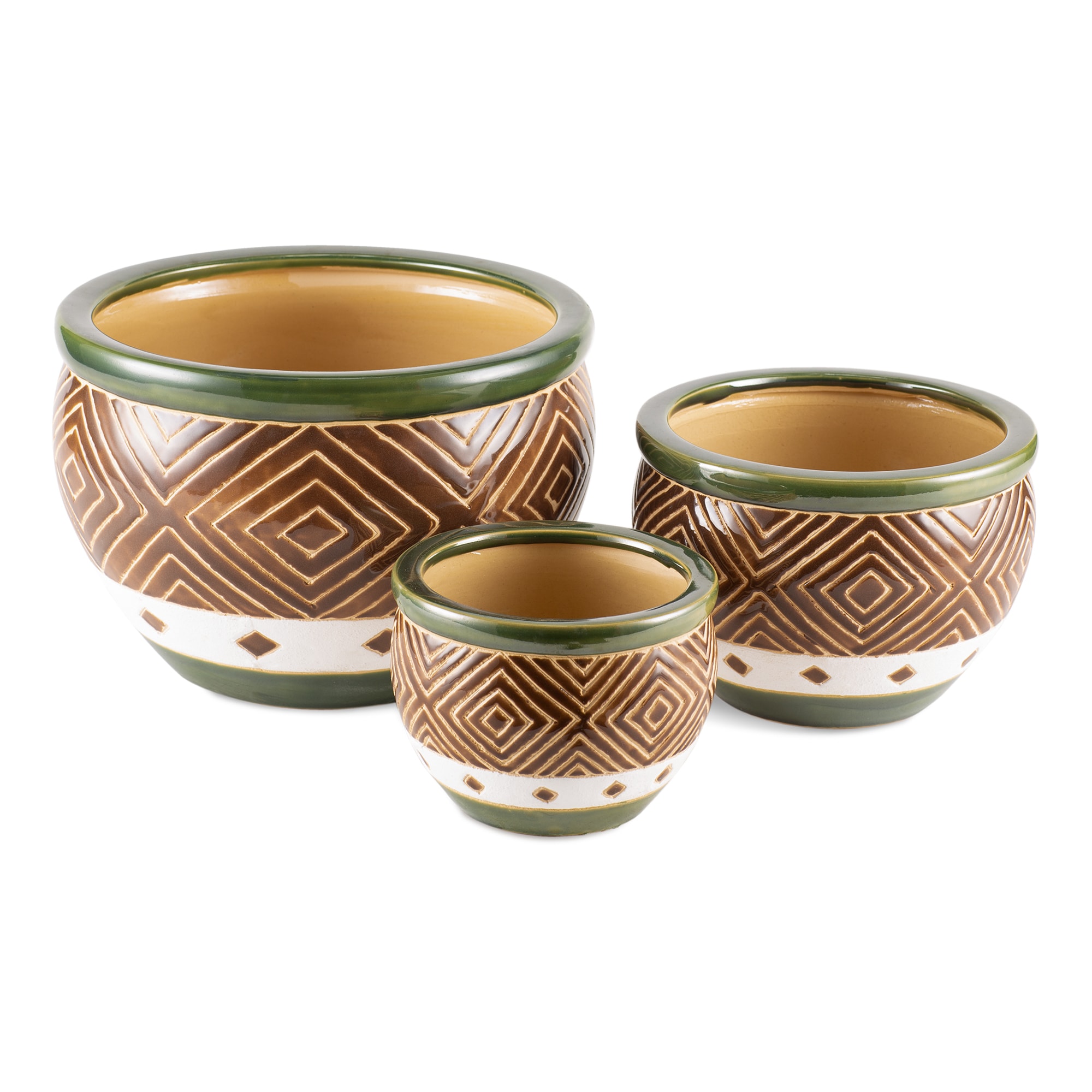 Zingz & Thingz 4505844V 3 -Pack Round 12.0-in W x 8.5-in H x 12-in D Multiple colors/finishes Ceramic Indoor/Outdoor Planter