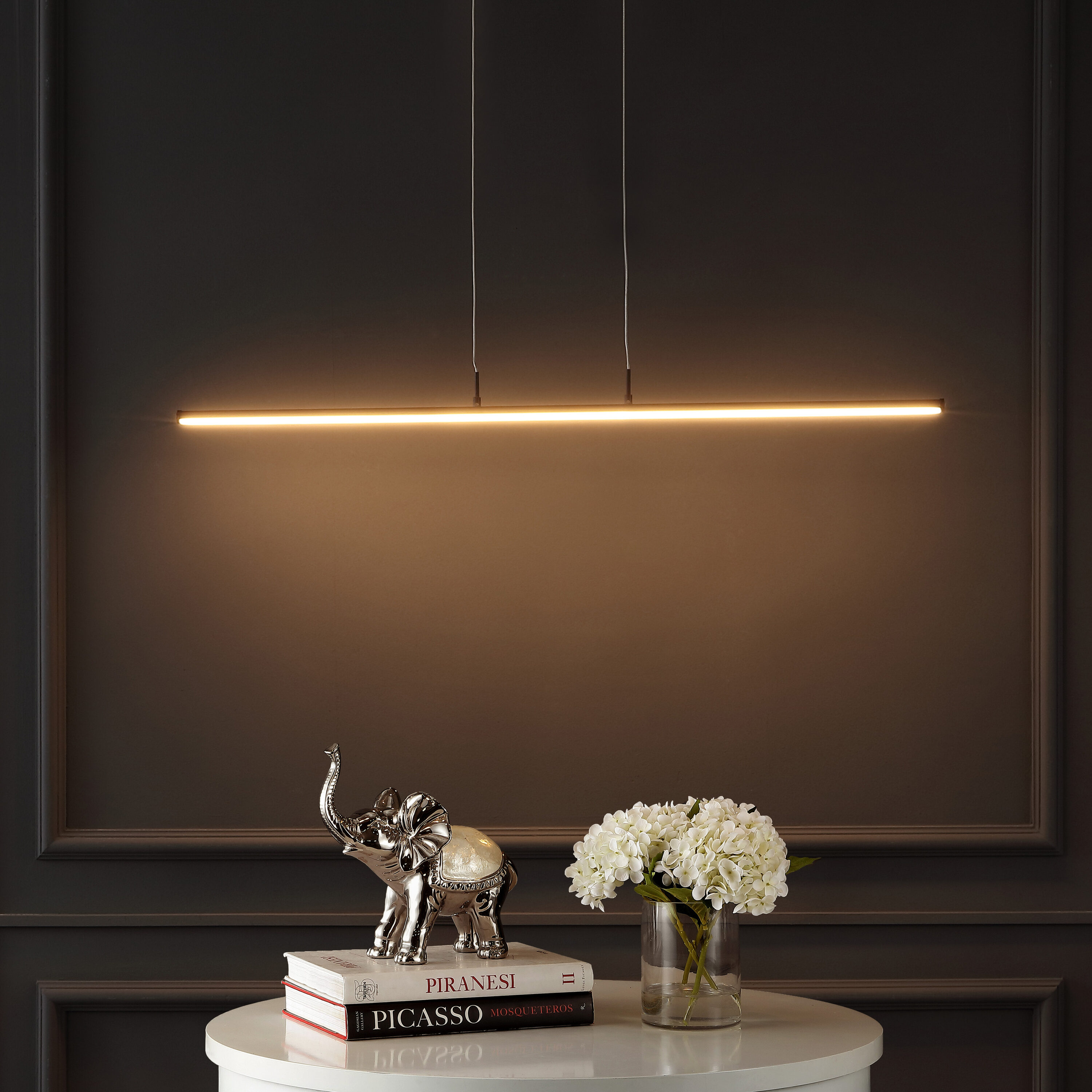 JONATHAN  Y JYL7023D Conley Metal Dimmable Adjustable Integrated Minimalist Dark Brown Modern/contemporary Linear Integrated LED Medium Hanging Pendant light